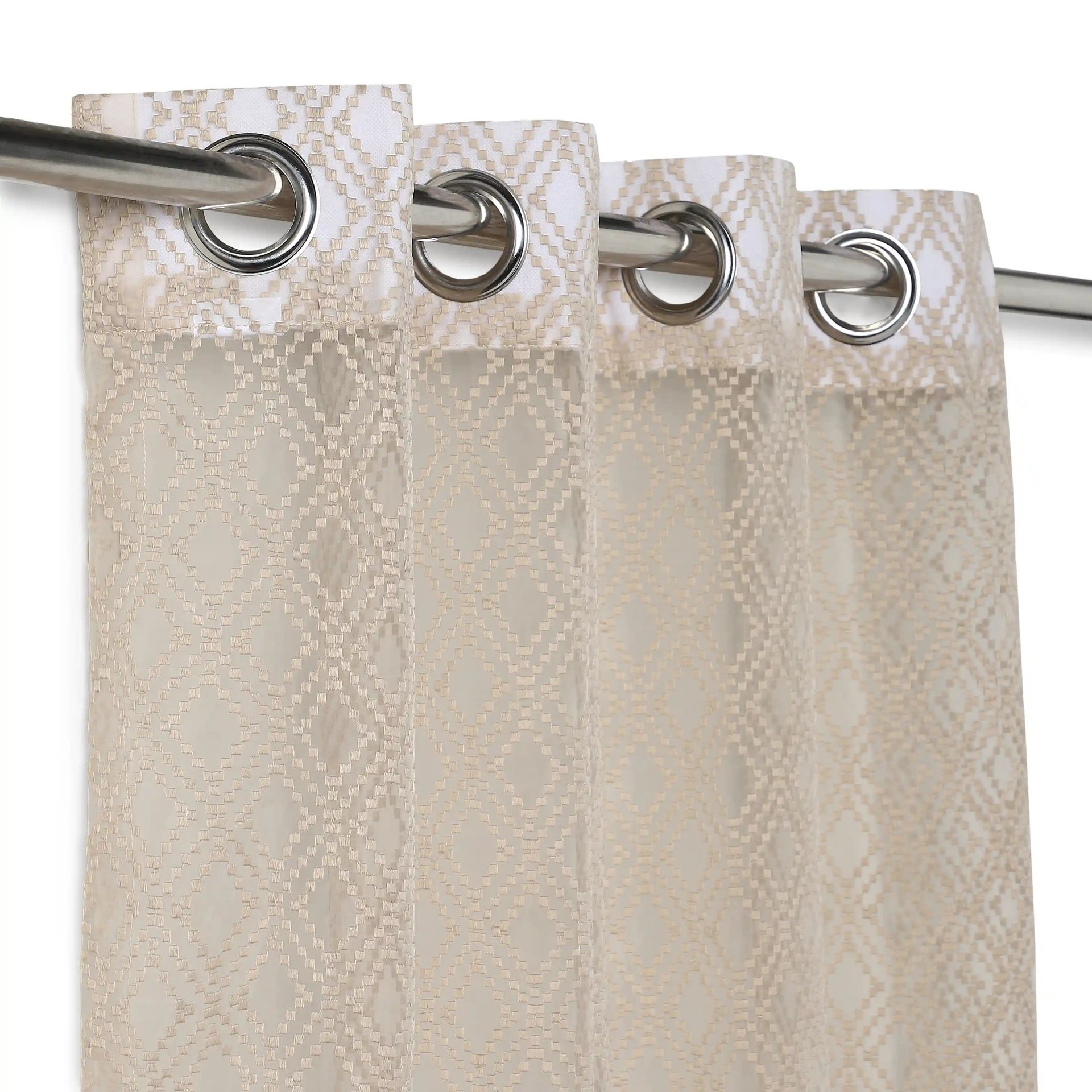 Sheer 100% Polyester Pebble Taupe Set of 2 Door Curtains | Velina