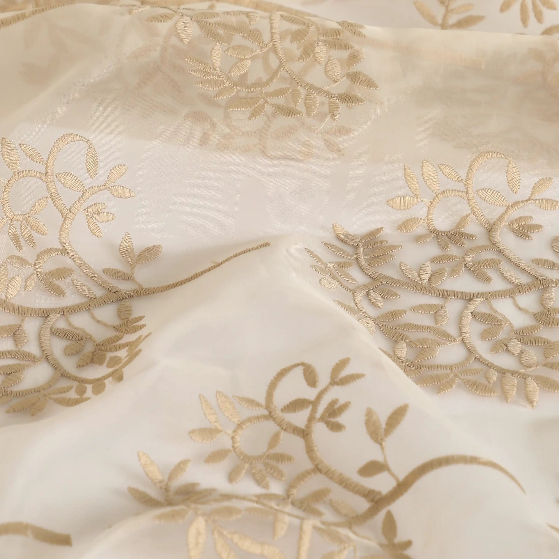 Sheer 100% Polyester Woodland Taupe Set of 2 Door Curtains | Velina