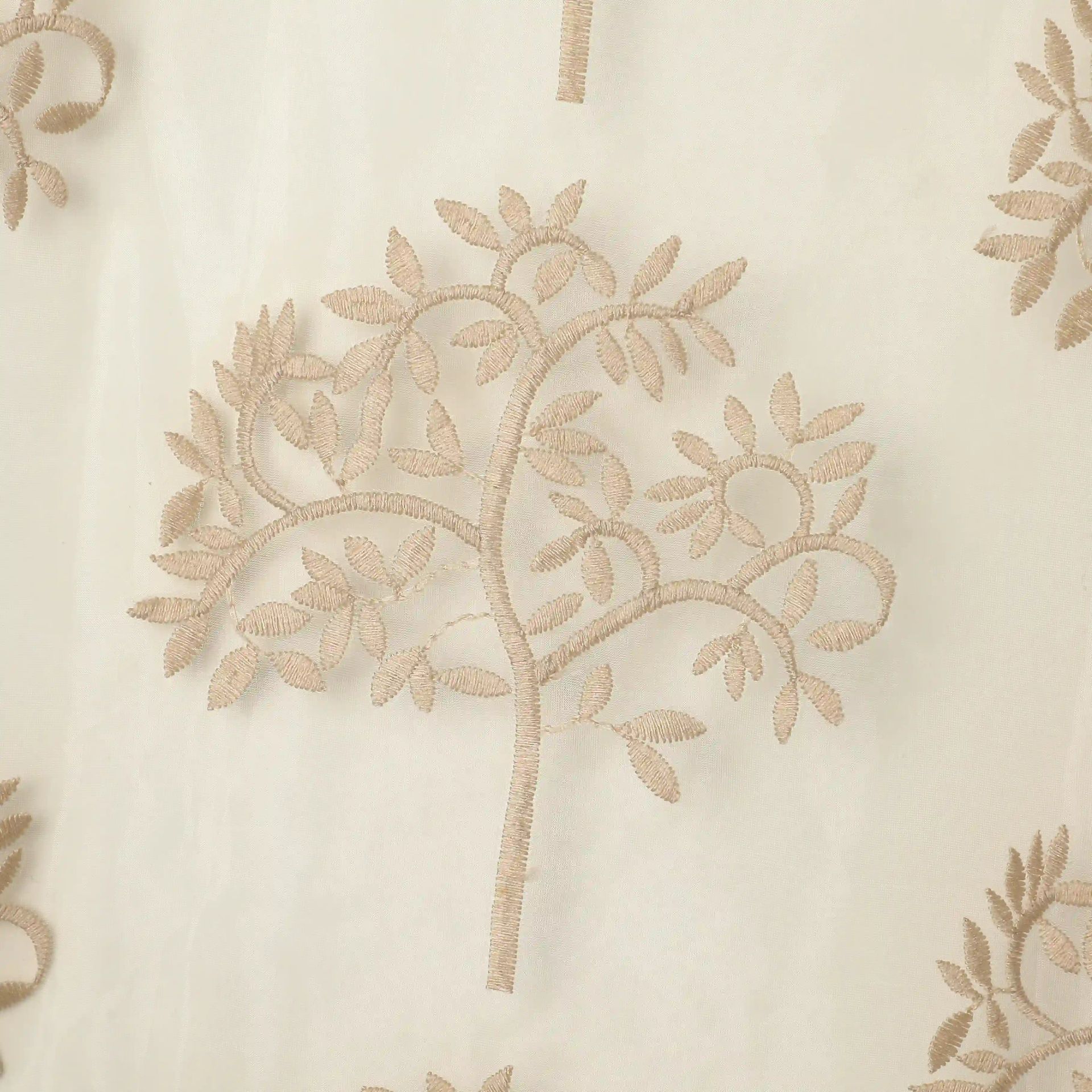 Sheer 100% Polyester Woodland Taupe Set of 2 Door Curtains | Velina