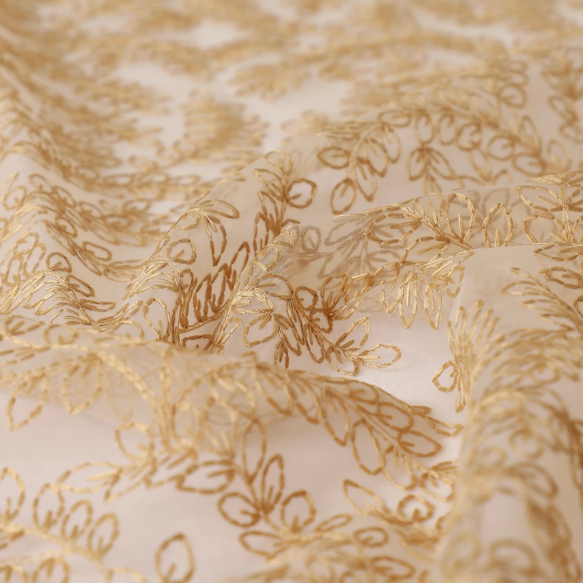Sheer 100% Polyester Golden Sand Set of 2 Door Curtains | Velina