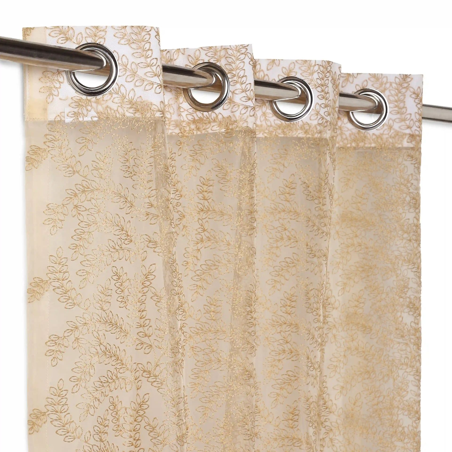 Sheer 100% Polyester Golden Sand Set of 2 Door Curtains | Velina