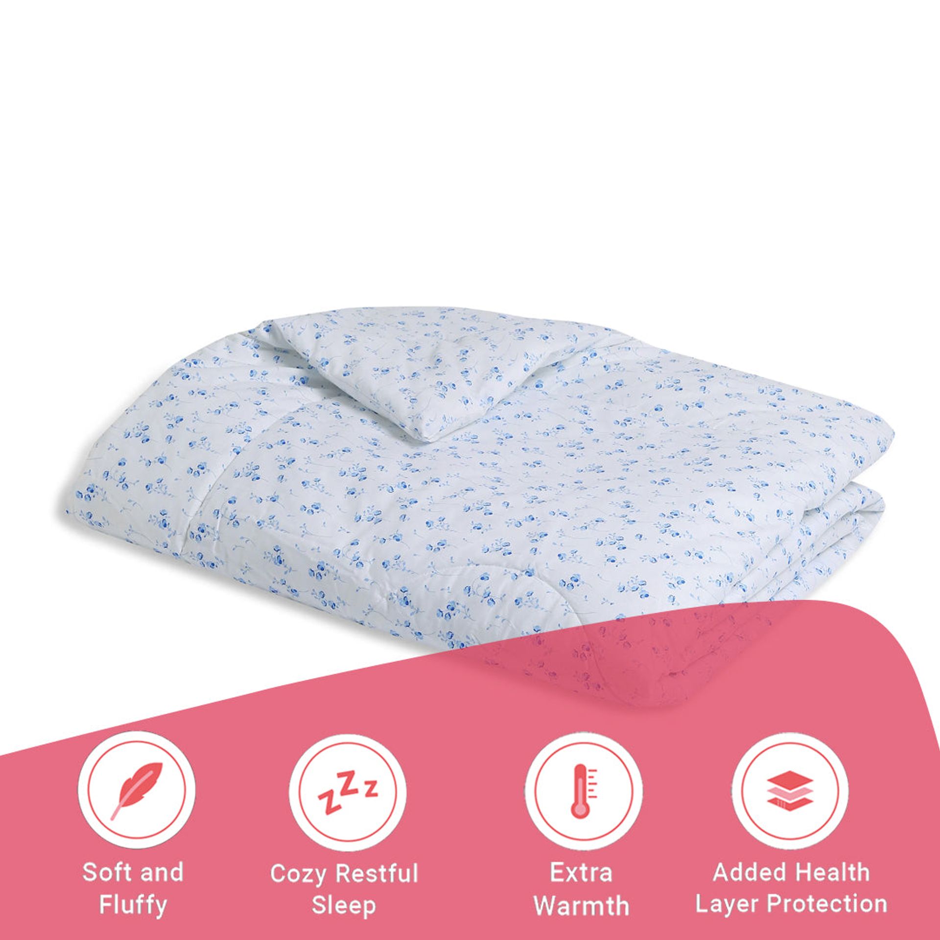 Floral 120 GSM 100% Cotton Ocean Blue Double Comforter | Bloomshire Classic