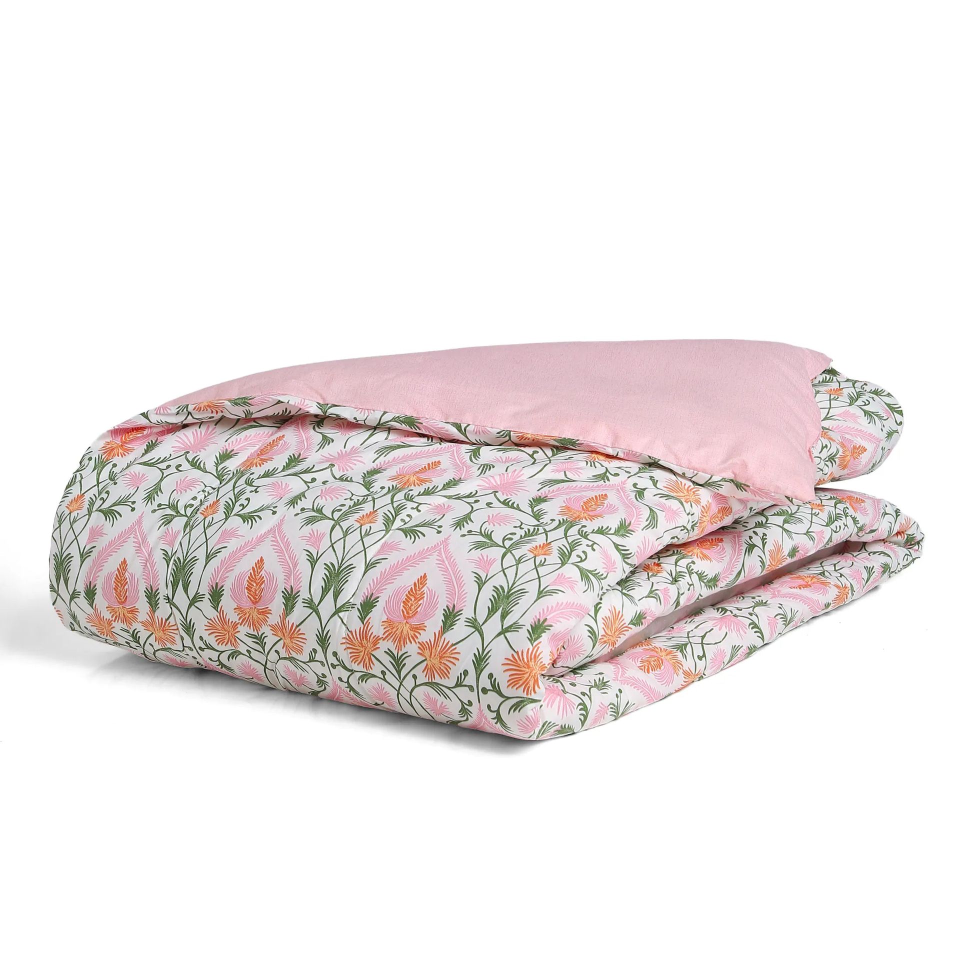 Ethnic 120 GSM 100% Cotton Salmon Double Comforter | Bloomshire Classic