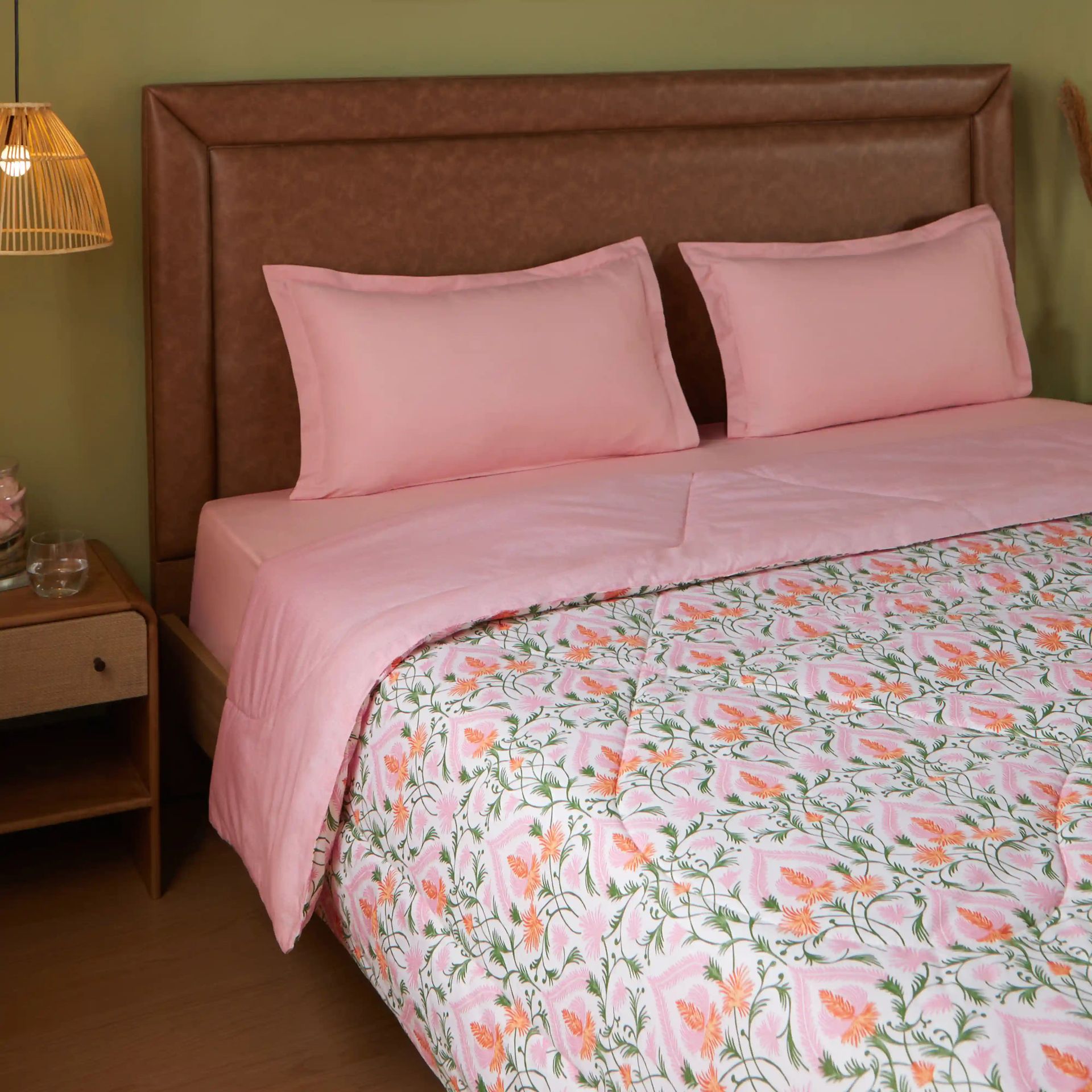 Ethnic 120 GSM 100% Cotton Salmon Double Comforter | Bloomshire Classic