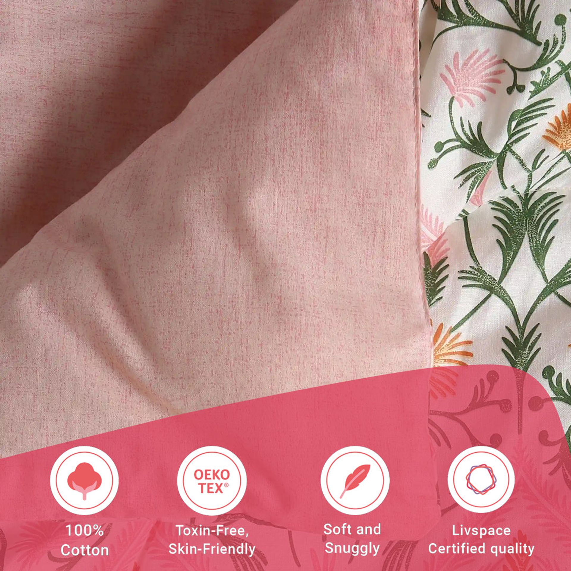 Ethnic 120 GSM 100% Cotton Salmon Double Comforter | Bloomshire Classic