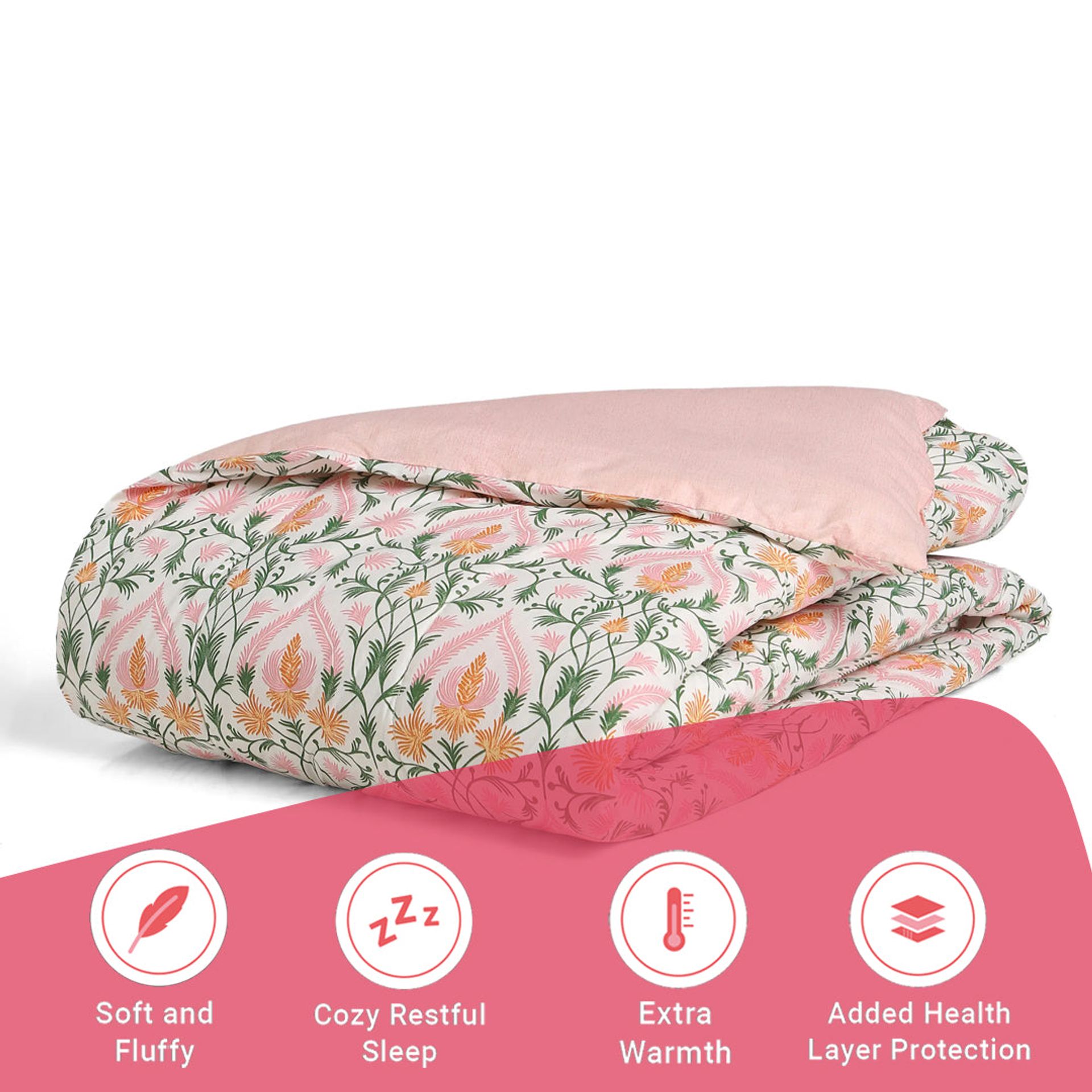 Ethnic 120 GSM 100% Cotton Salmon Double Comforter | Bloomshire Classic