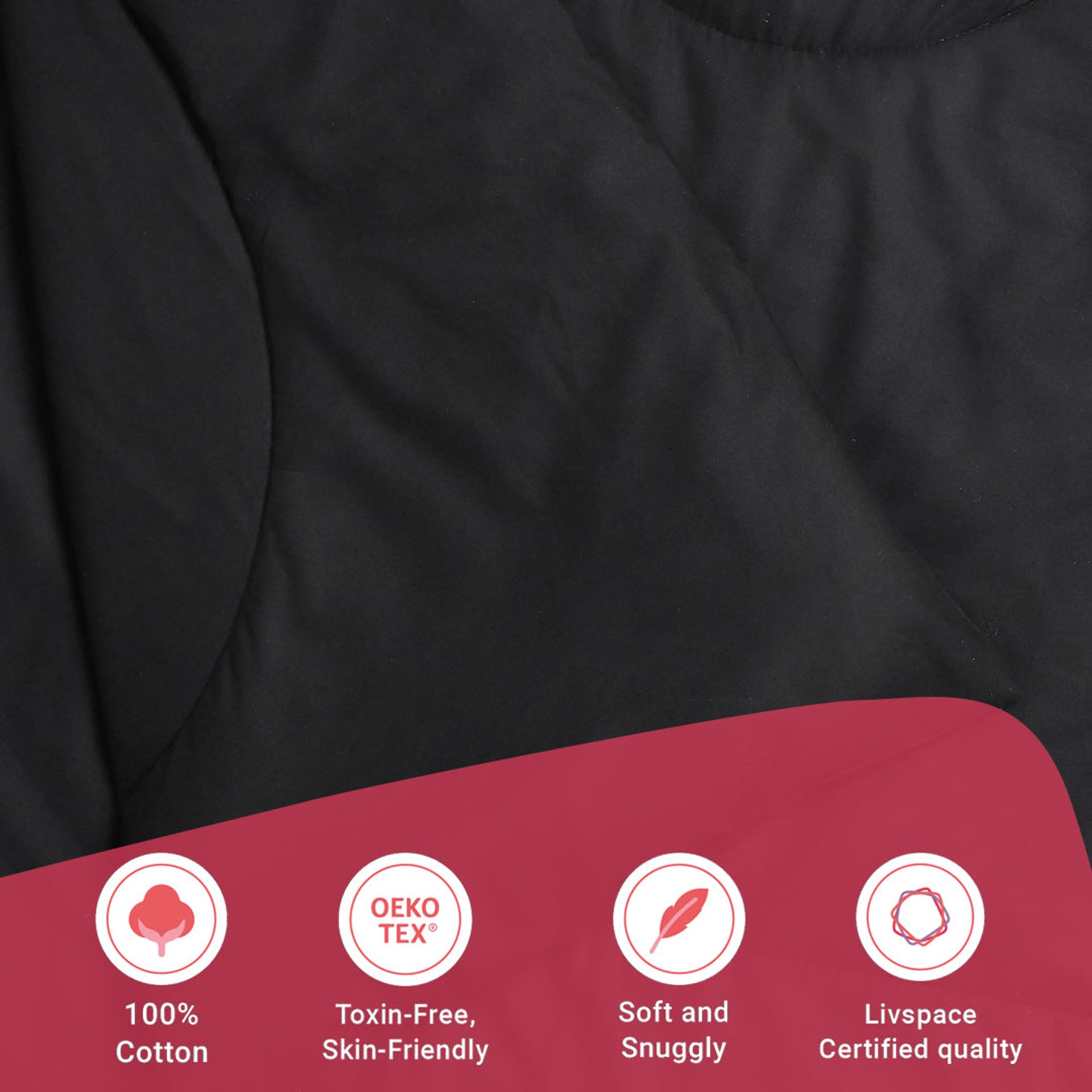 Solid Dyed 120 GSM Cotton Black Double Comforter | Paleto