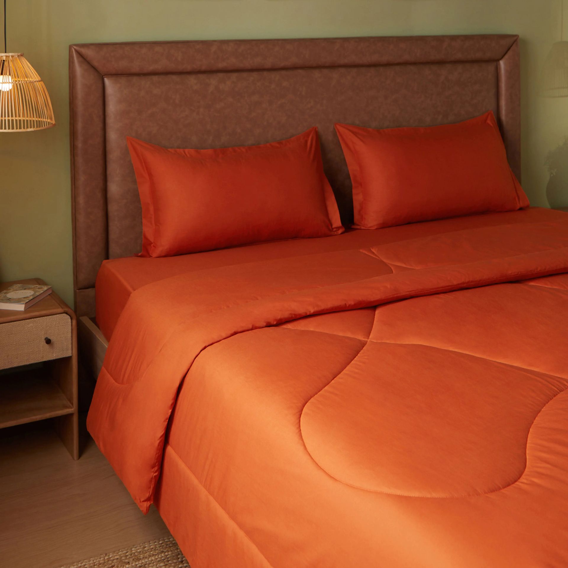Solid Dyed 120 GSM Cotton Rust Double Comforter | Paleto