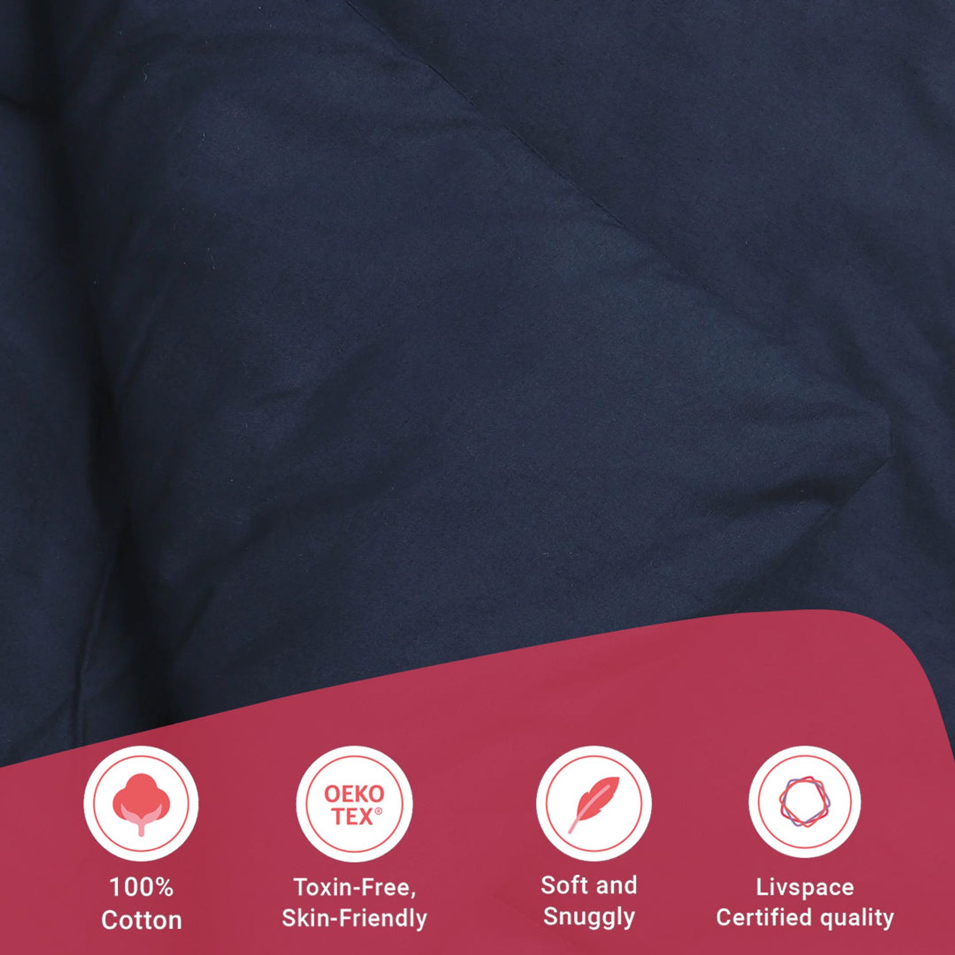 Solid Dyed 120 GSM Cotton Navy Double Comforter | Paleto