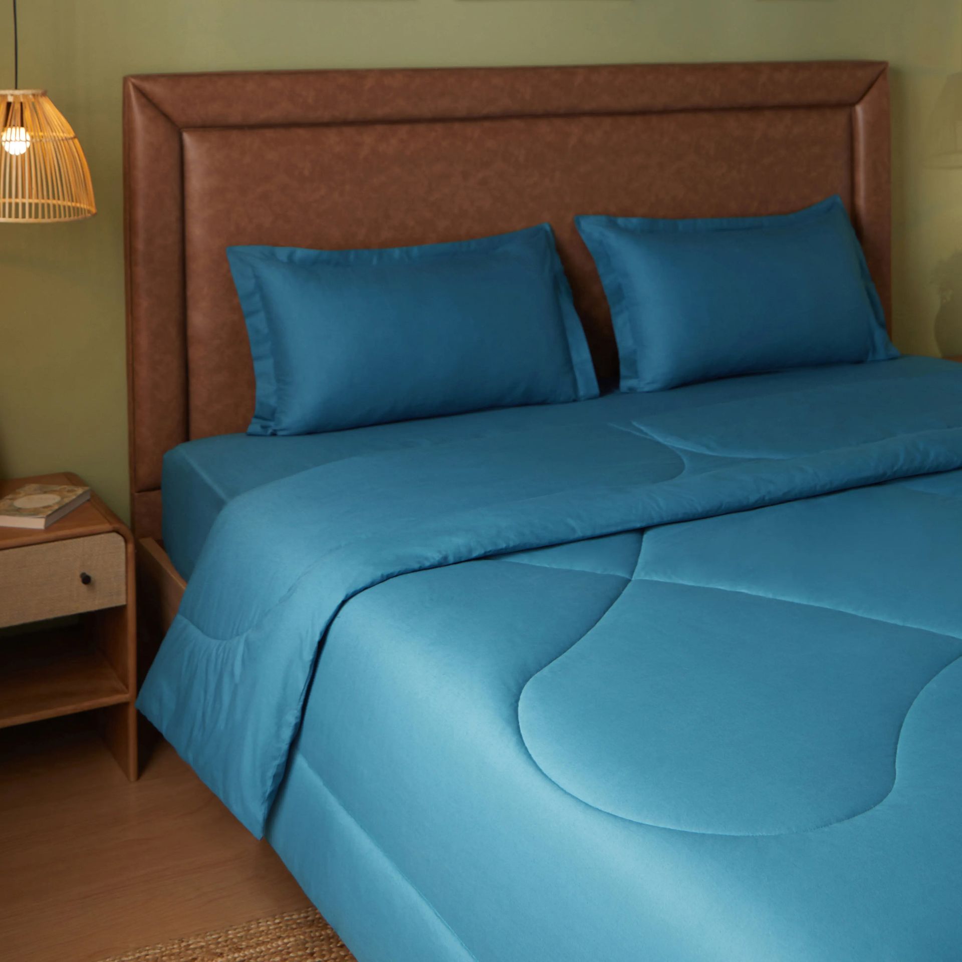Solid Dyed 120 GSM Cotton Mineral Double Comforter | Paleto