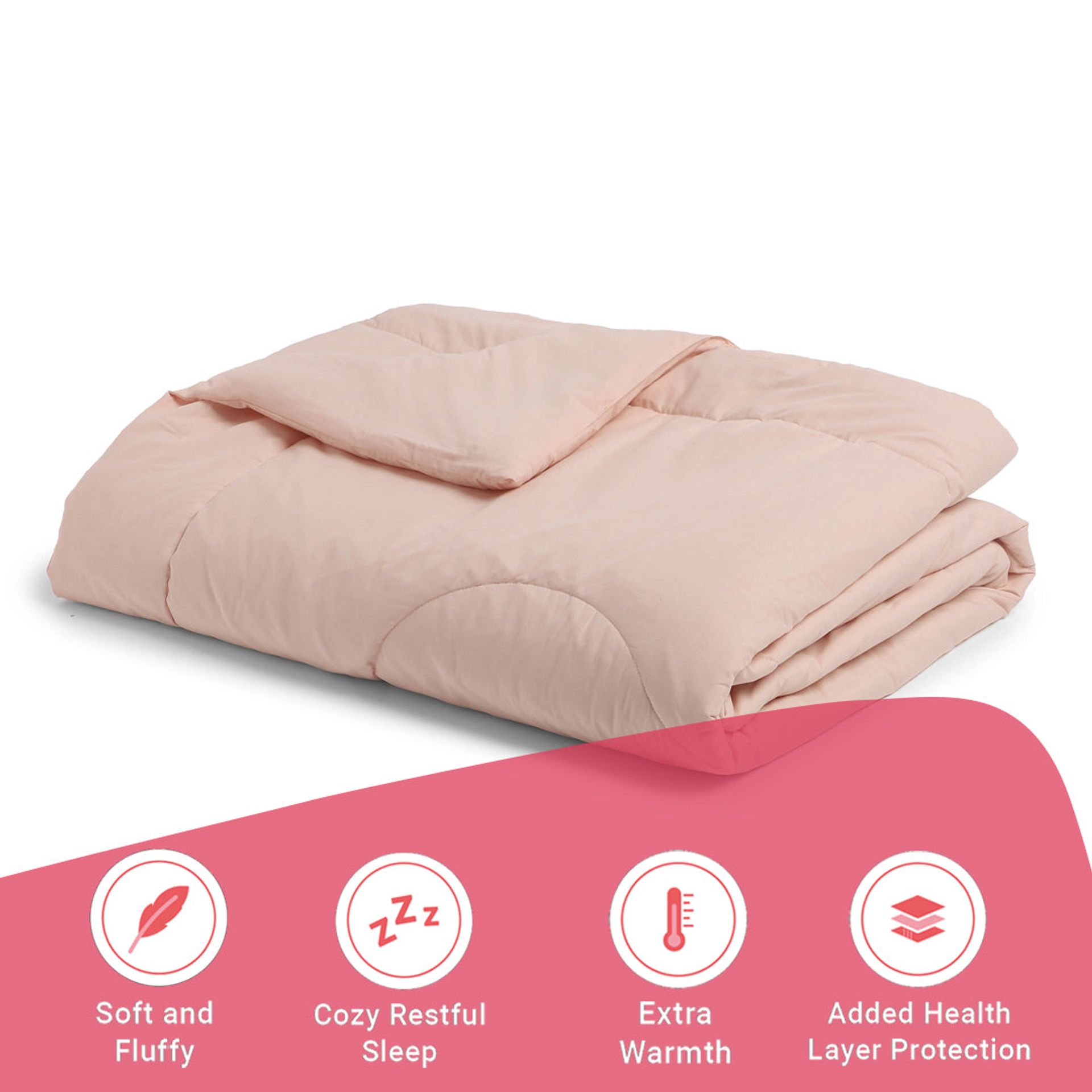 Solid Dyed 120 GSM Cotton Veiled Rose Double Comforter | Paleto