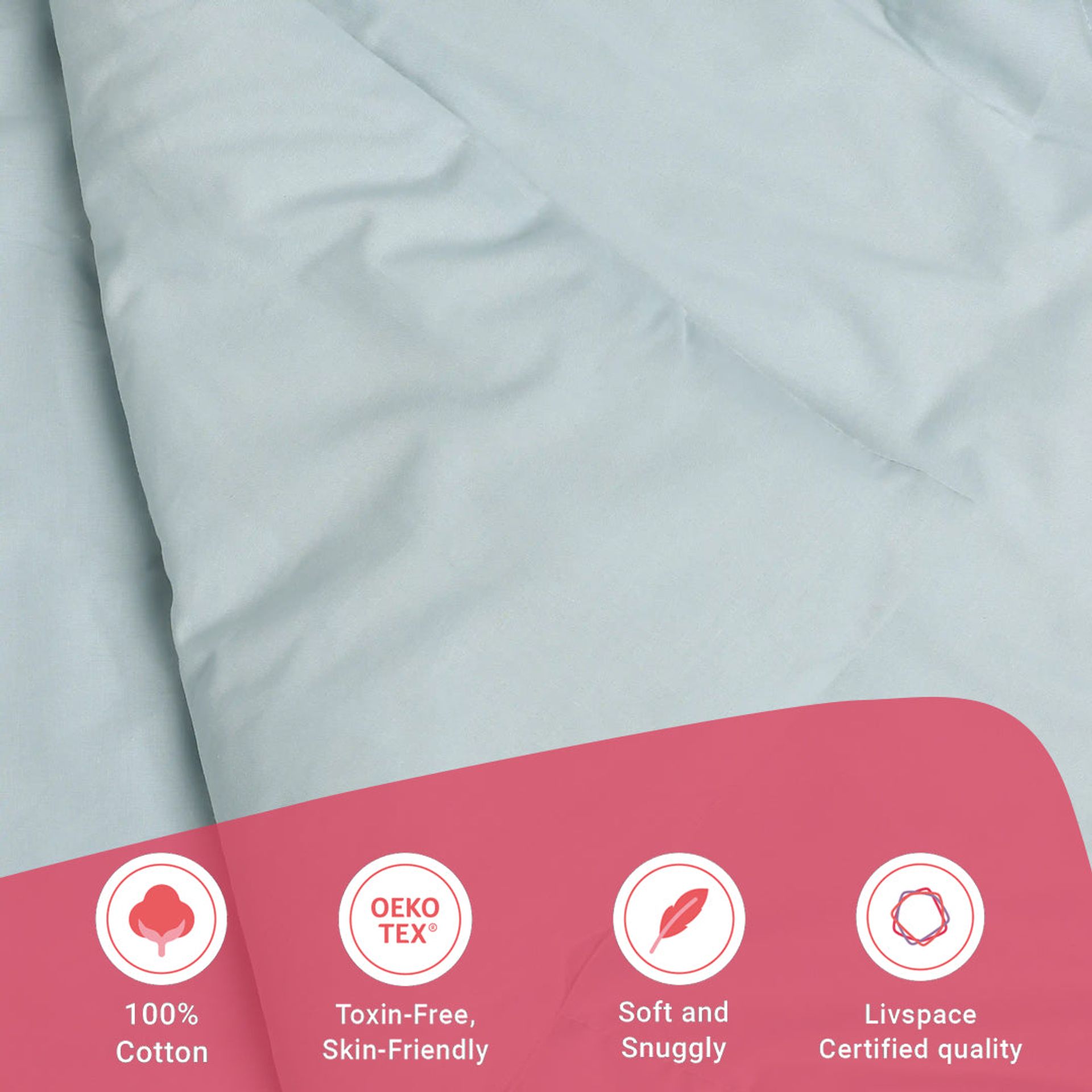 Solid Dyed 120 GSM Cotton Blue Sky Double Comforter | Paleto