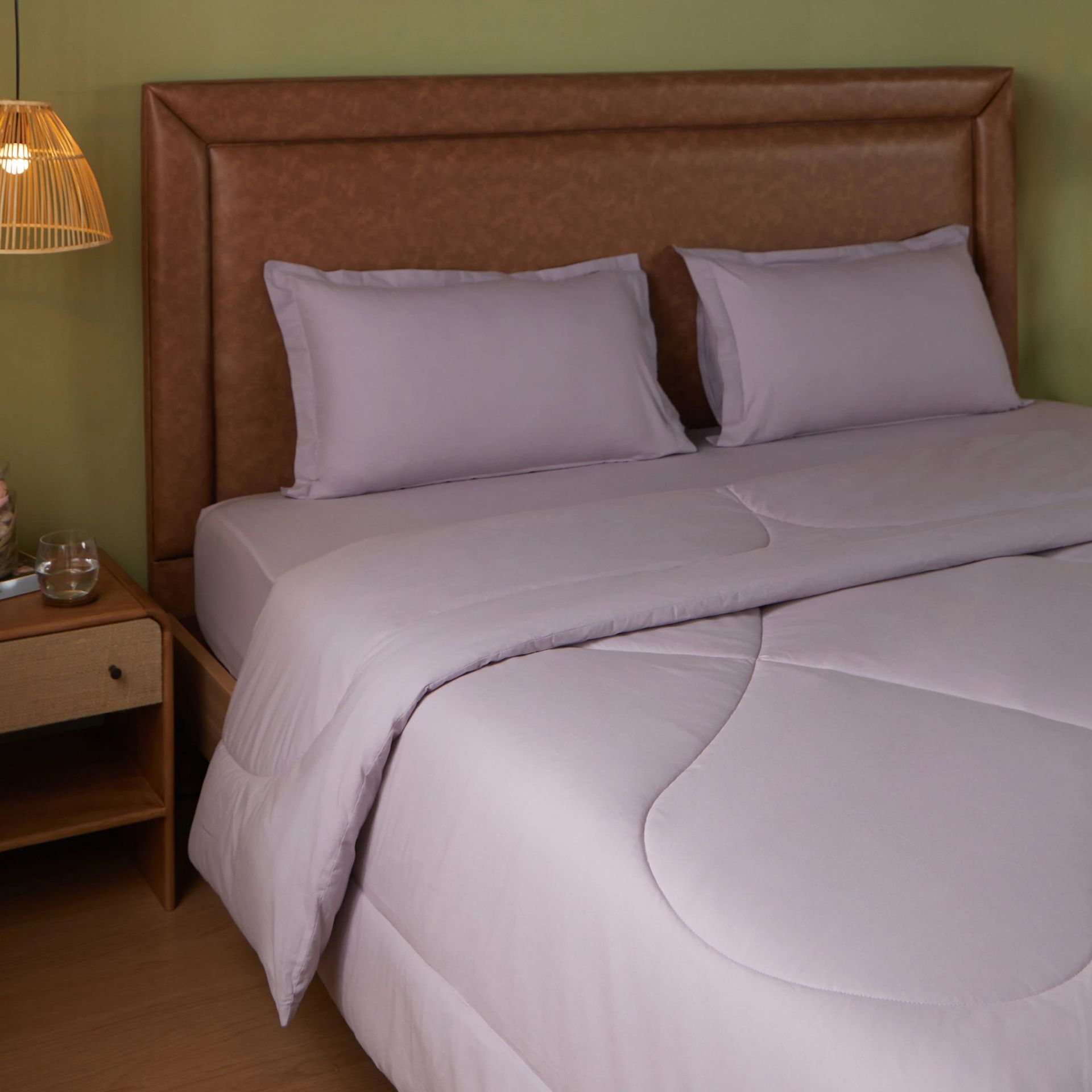 Solid Dyed 120 GSM Cotton Grey Lavender Double Comforter | Paleto