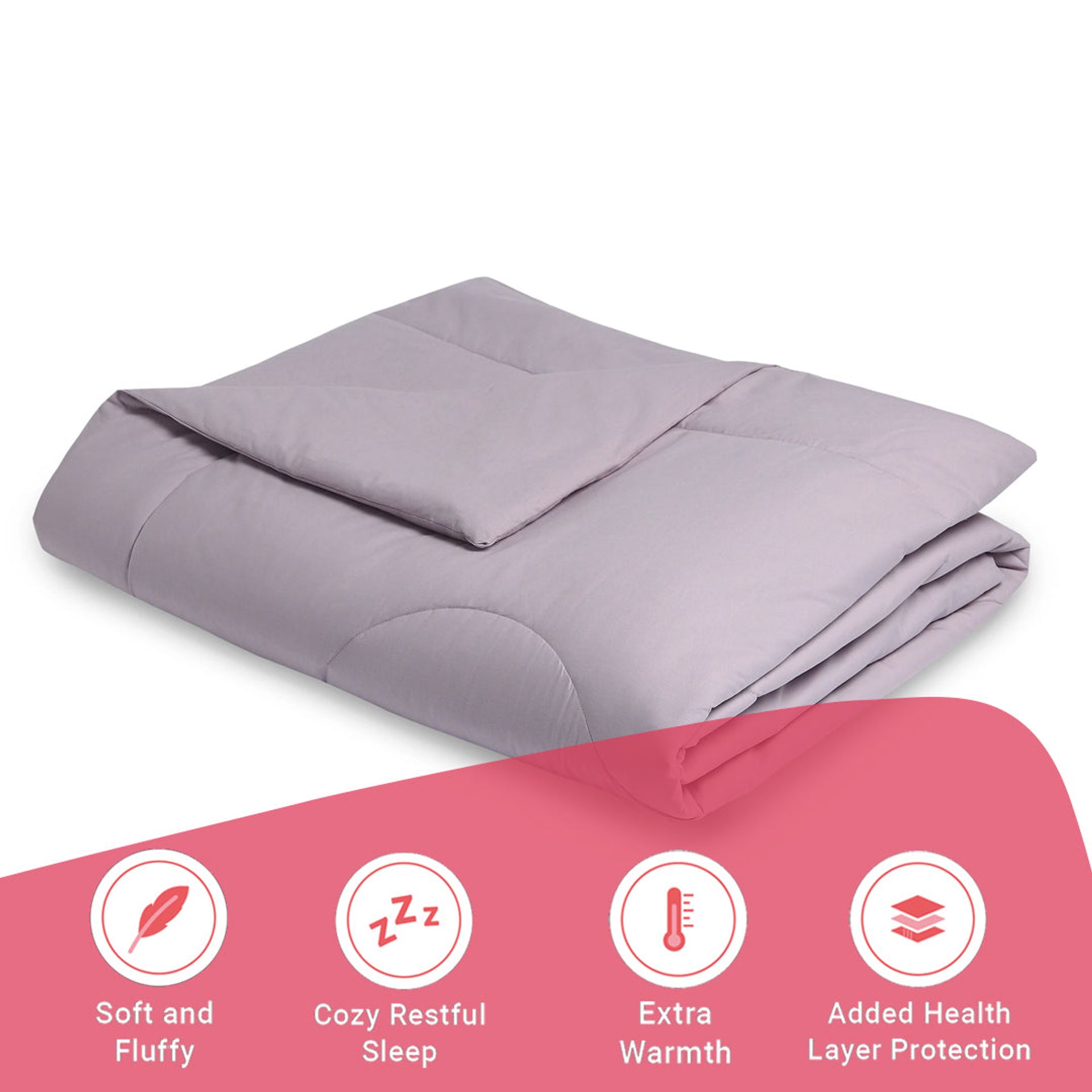 Solid Dyed 120 GSM Cotton Grey Lavender Double Comforter | Paleto