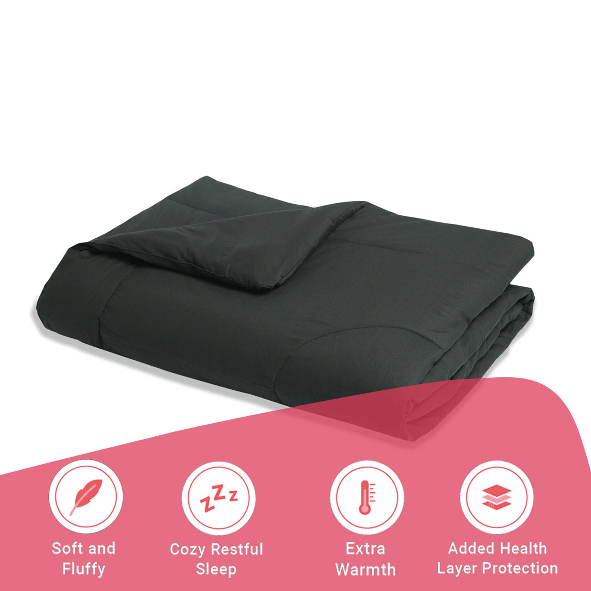 Solid Dyed 120 GSM Cotton Dark Grey Double Comforter | Paleto