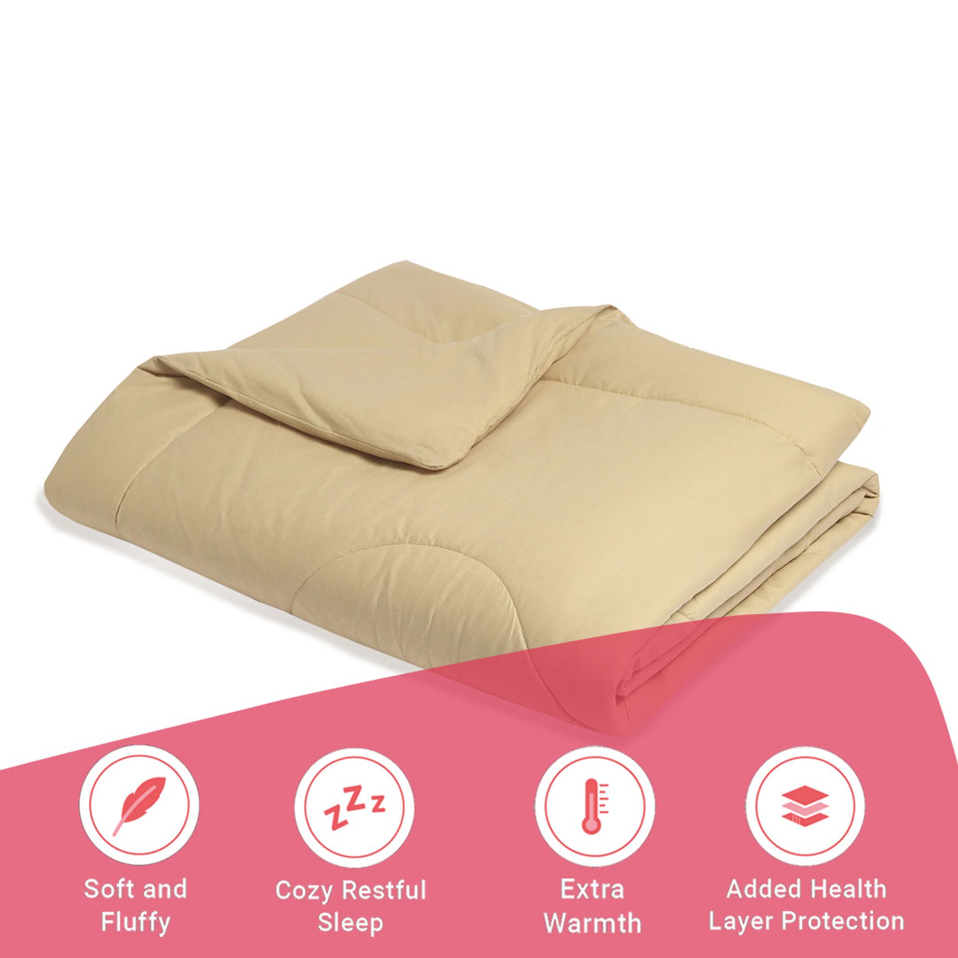 Solid Dyed 120 GSM Cotton Beige Double Comforter | Paleto