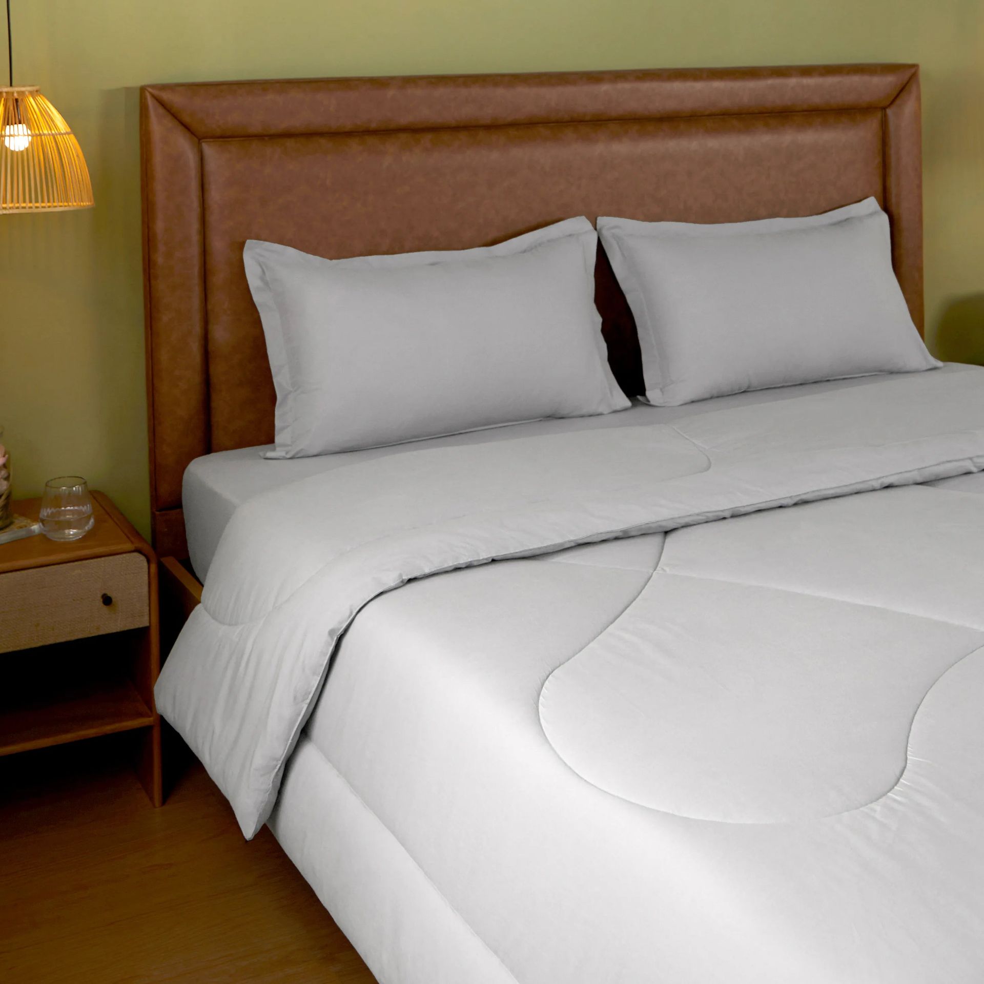 Solid Dyed 120 GSM Cotton Grey Double Comforter | Paleto