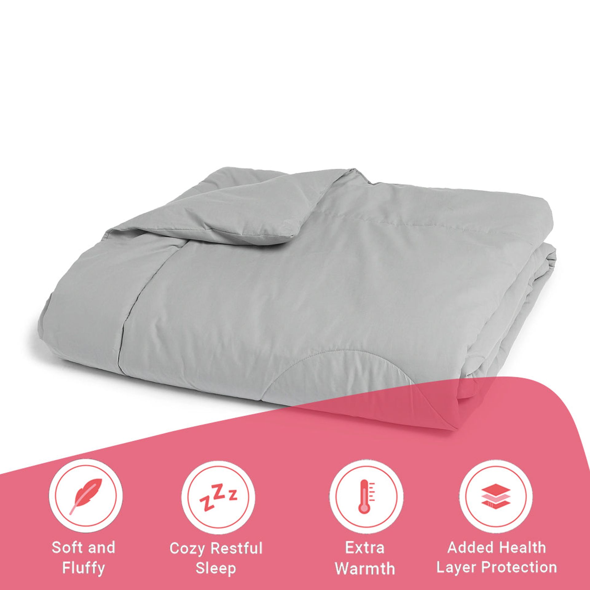 Solid Dyed 120 GSM Cotton Grey Double Comforter | Paleto