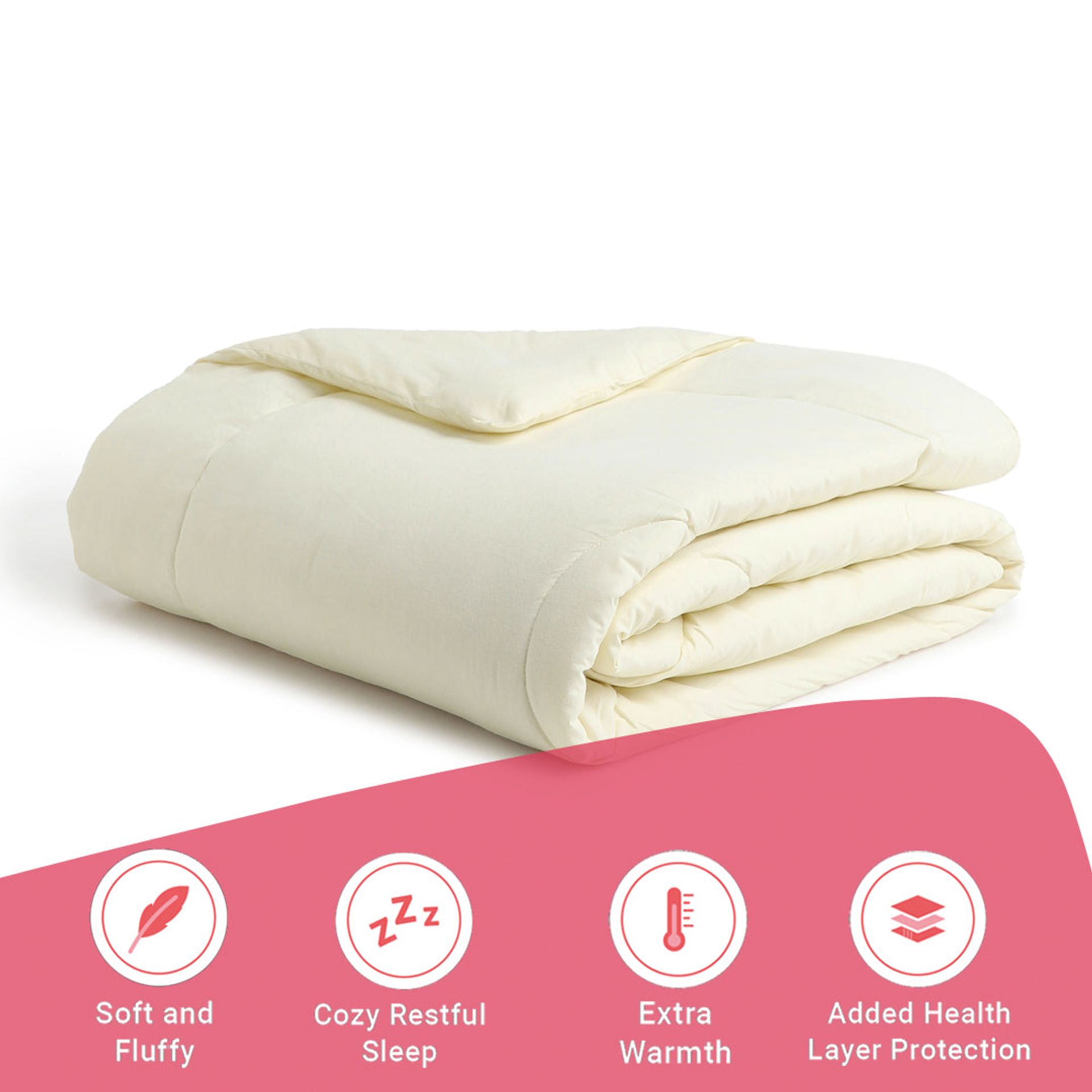Solid Dyed 120 GSM Cotton Ivory Double Comforter | Paleto