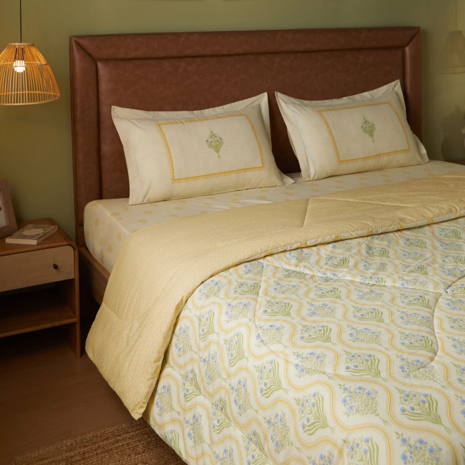 Indian Heritage GSM 100% Cotton Mustard Double Comforter | Chippa Lane
