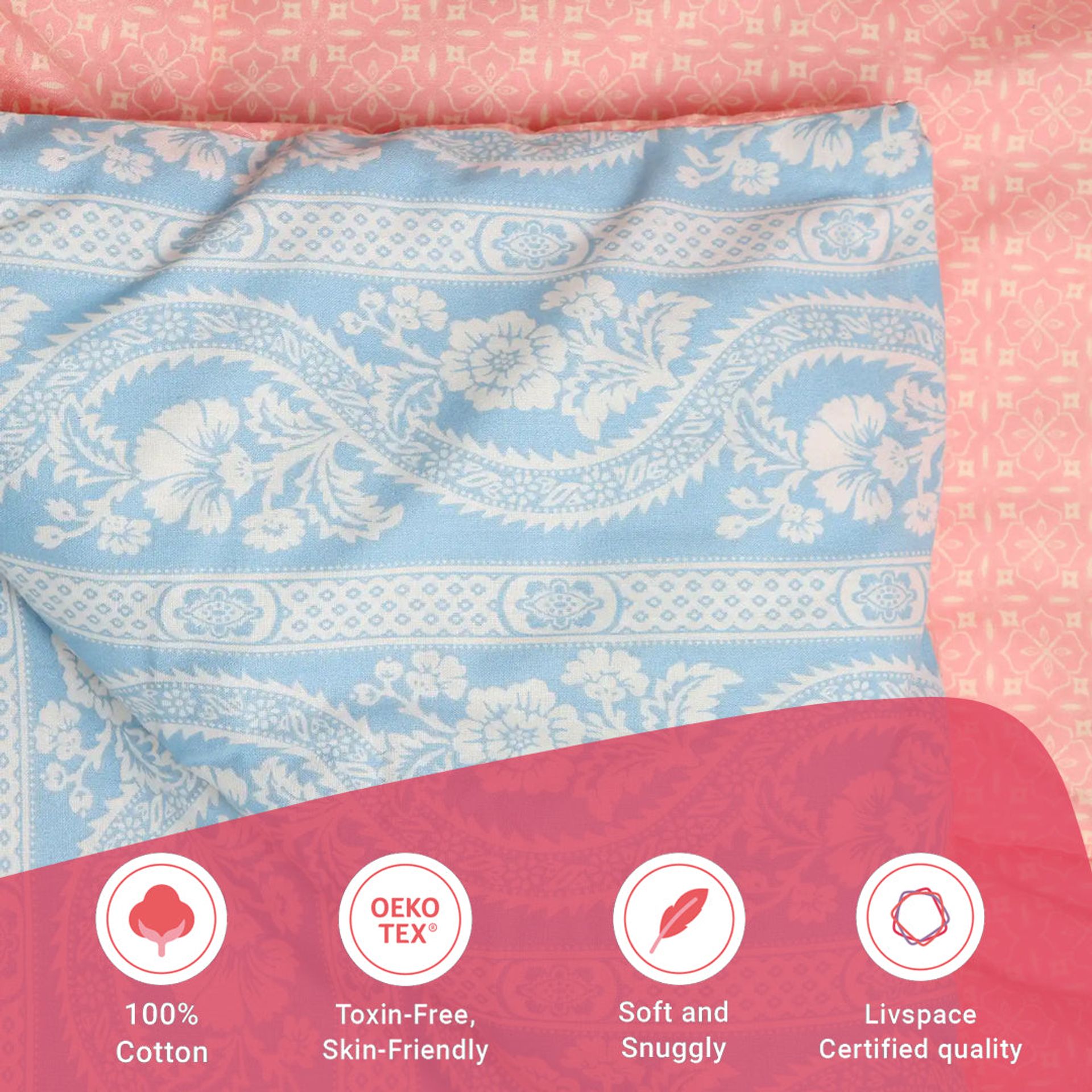 Indian Heritage  GSM 100% Cotton Light Blue Double Comforter | Chippa Lane