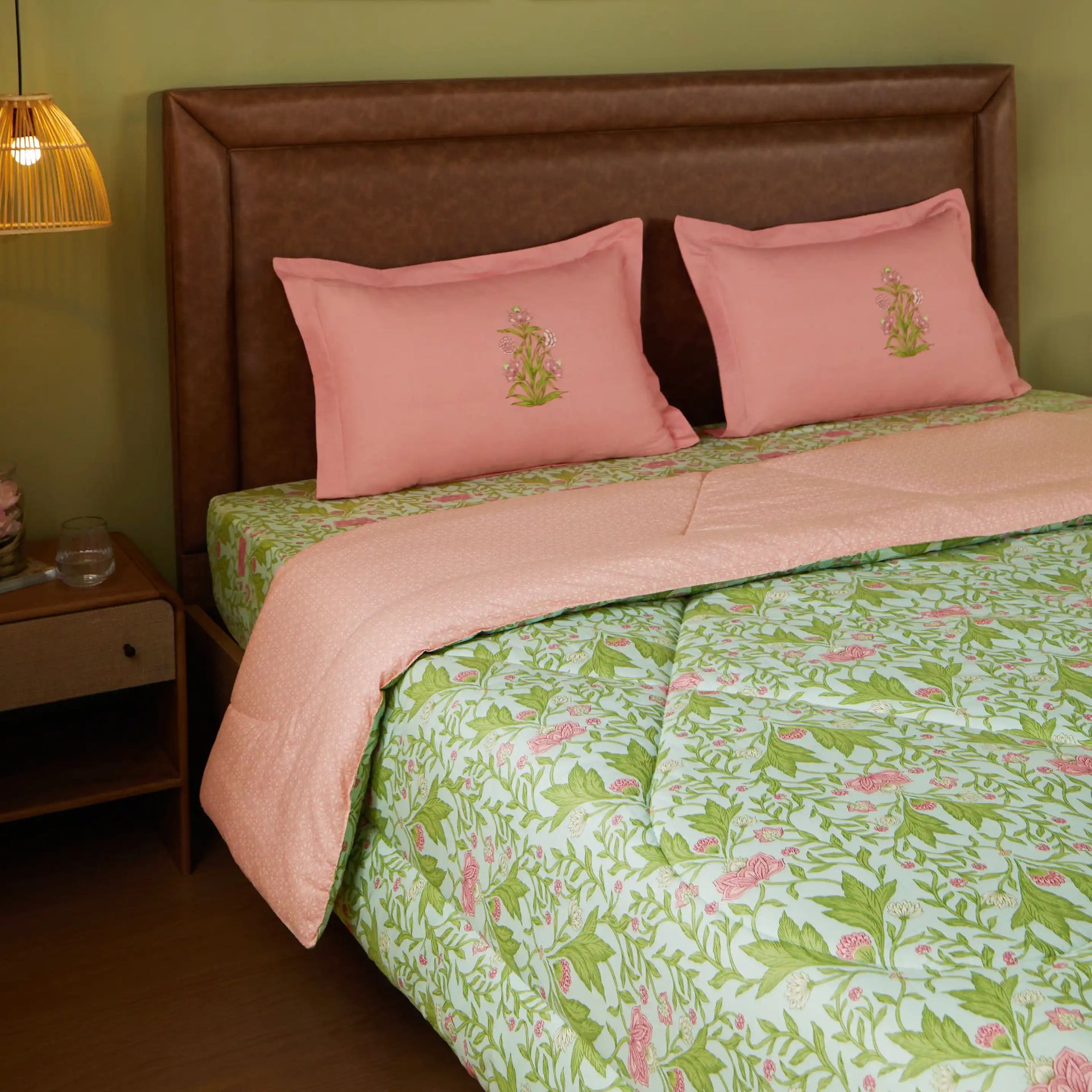 Indian Heritage  GSM 100% Cotton Sage Mint Double Comforter | Chippa Lane