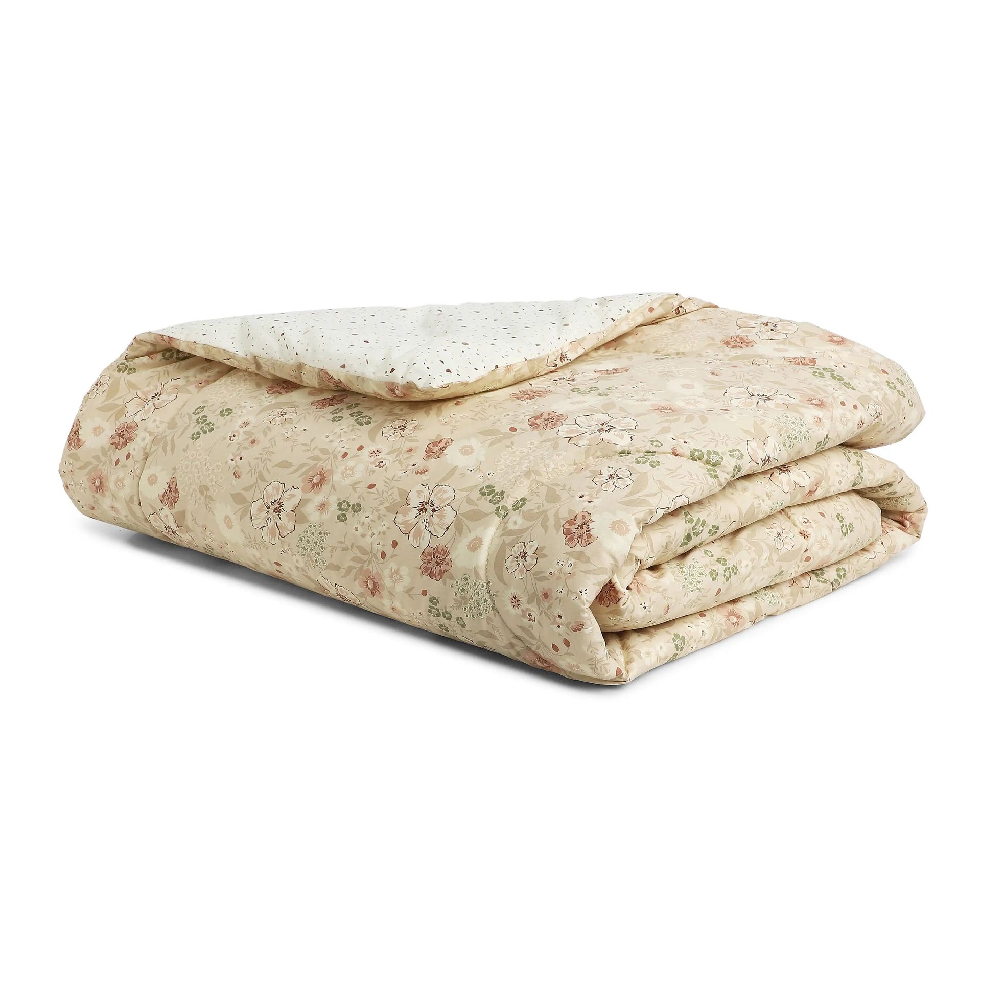 Floral Geometric 144 GSM 100% Cotton Beige Double Comforter | Mishella