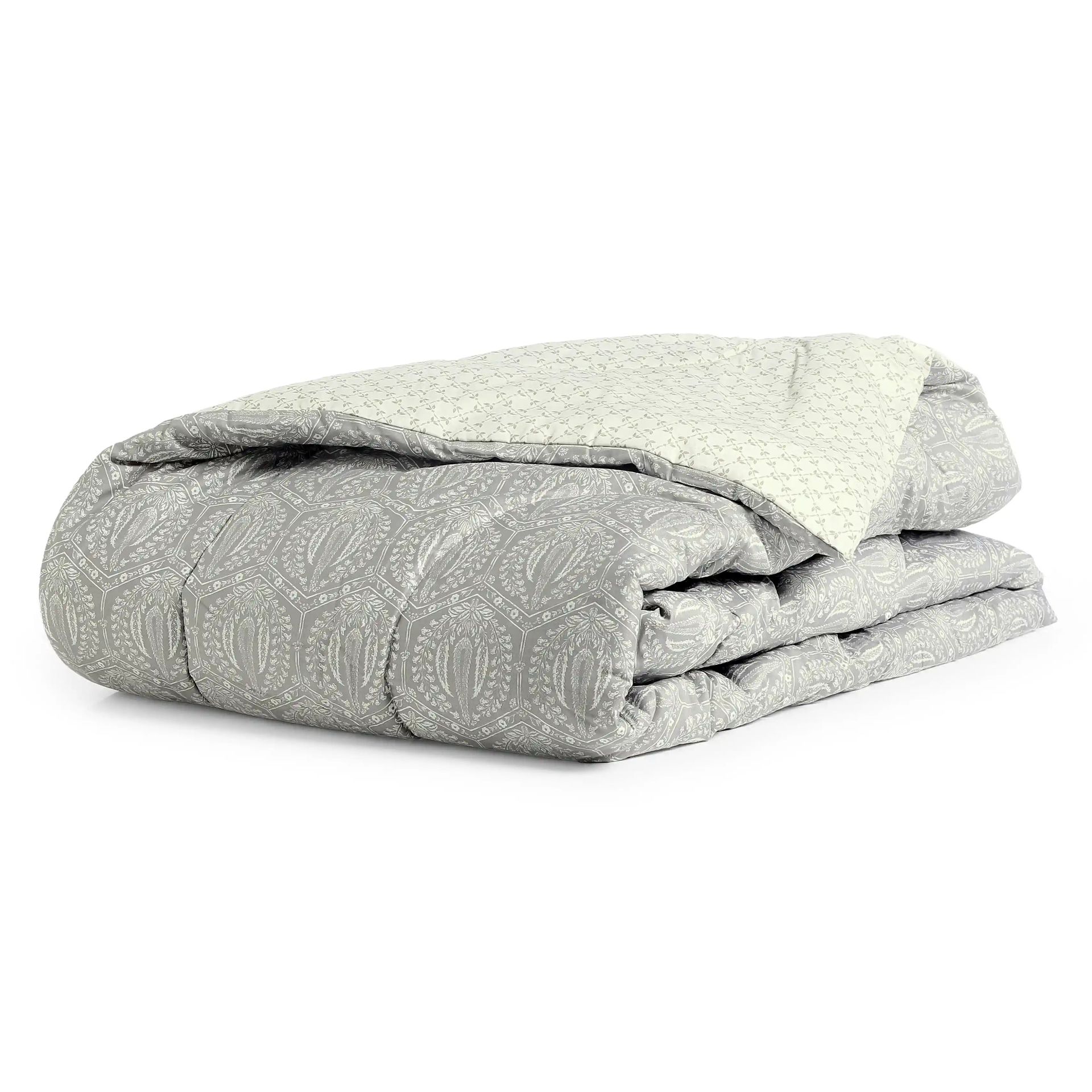 Ethnic 120 GSM 100% Cotton Grey Double Comforter | Fergana