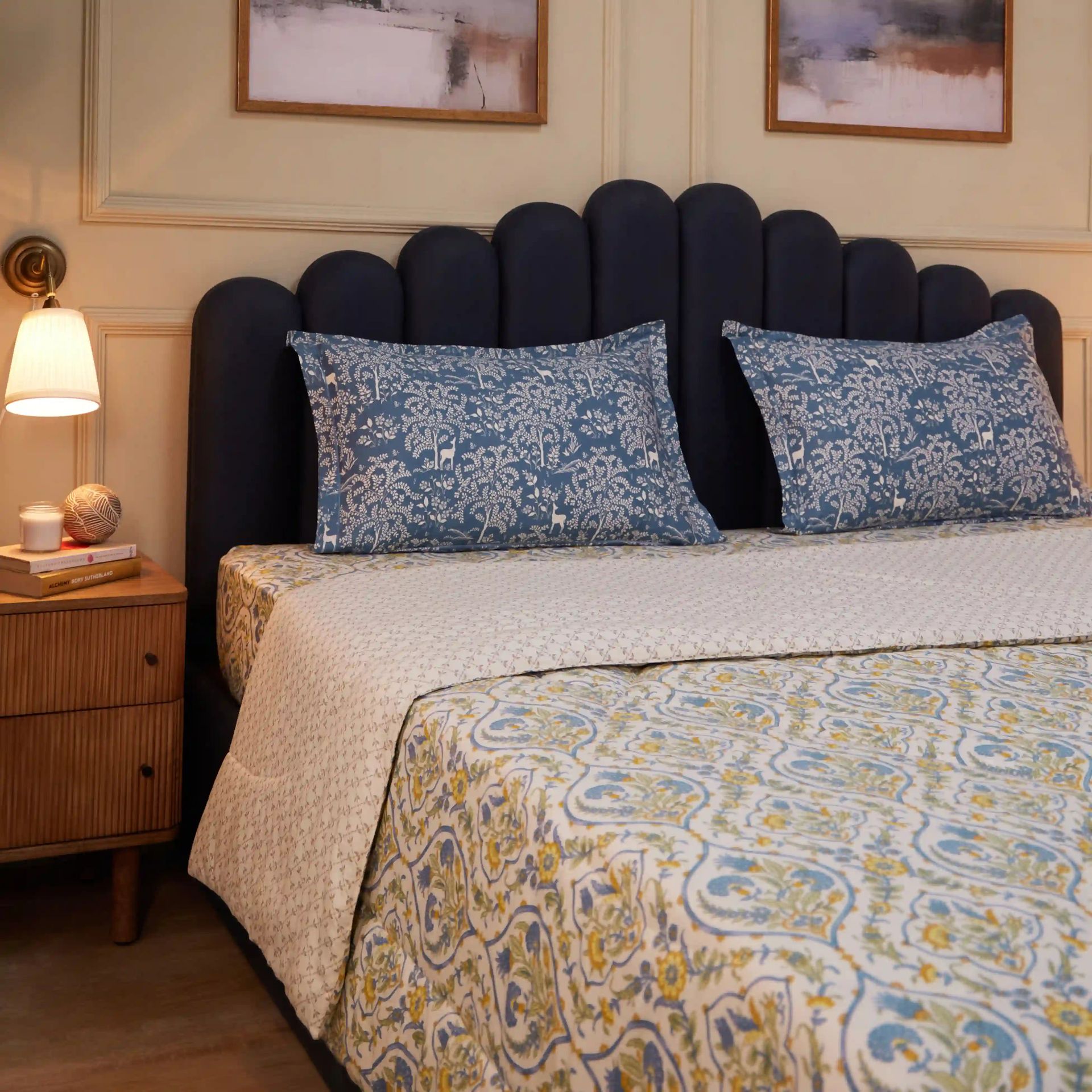 Ethnic 120 GSM 100% Cotton Yellow Bloom Double Comforter | Fergana