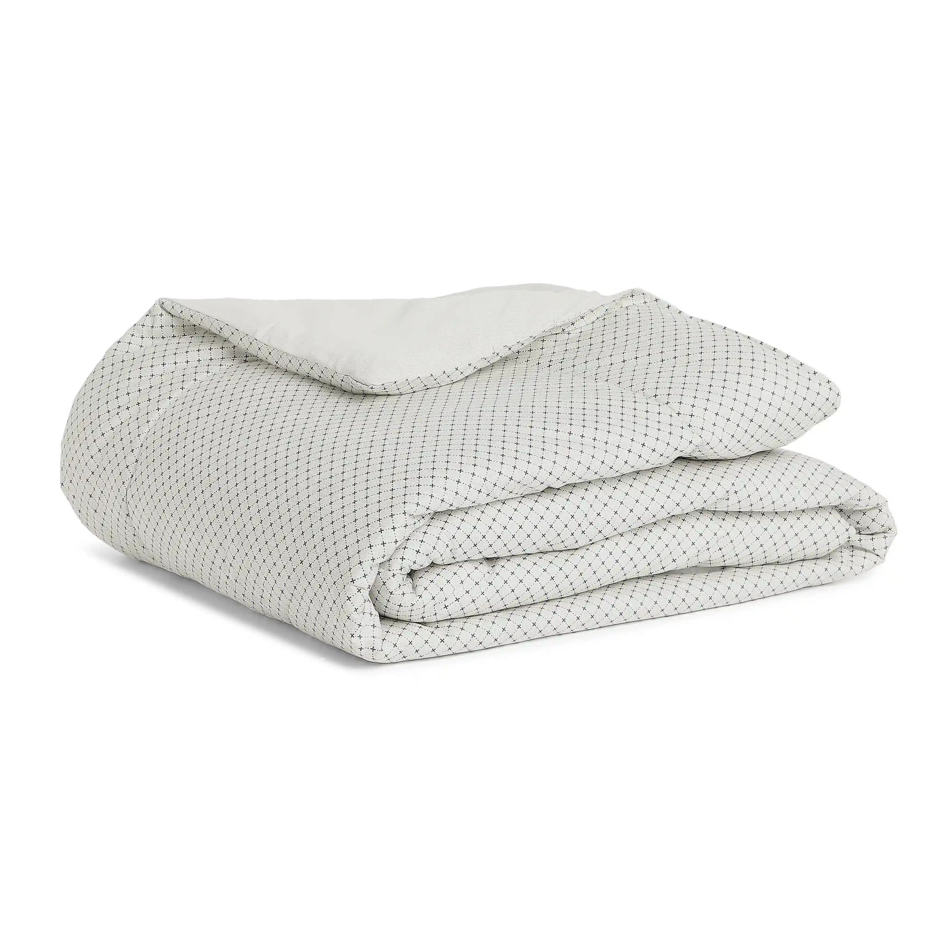 Geometric 120 GSM 100% Cotton Oatmeal Double Comforter | Yutori