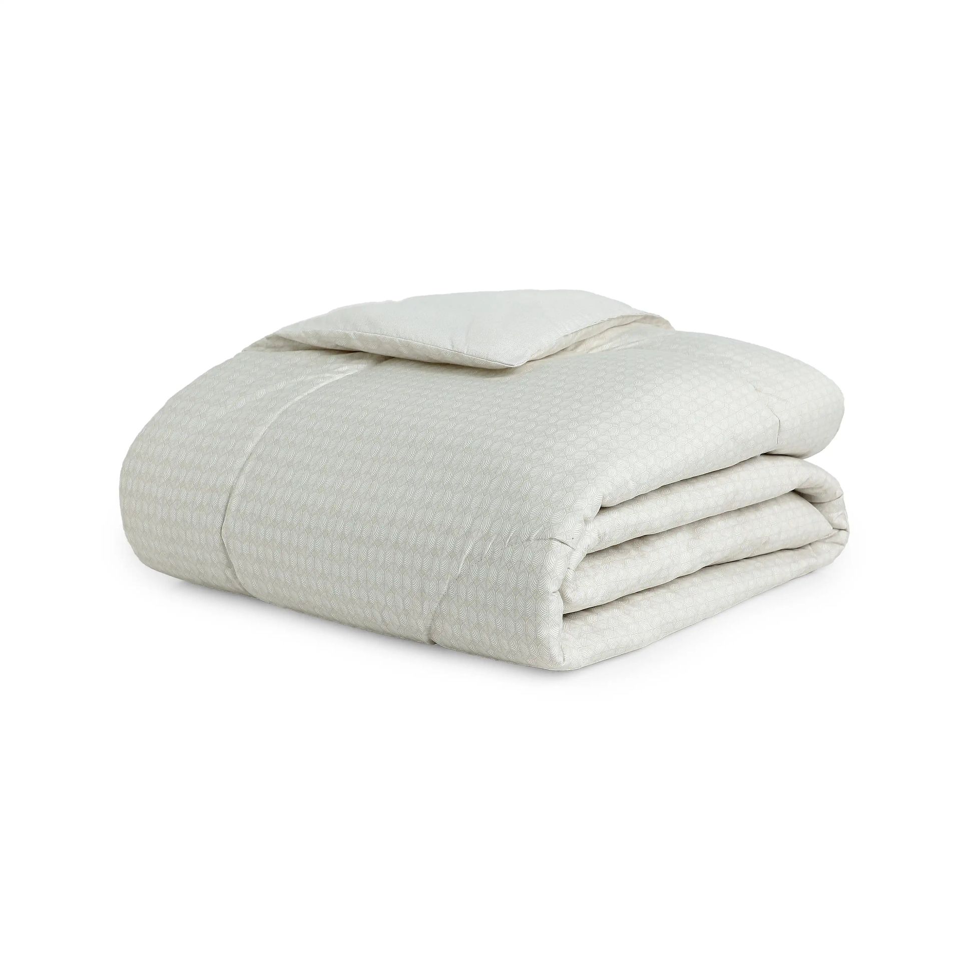 Geometric 120 GSM 100% Cotton Neutral Cream Double Comforter | Yutori