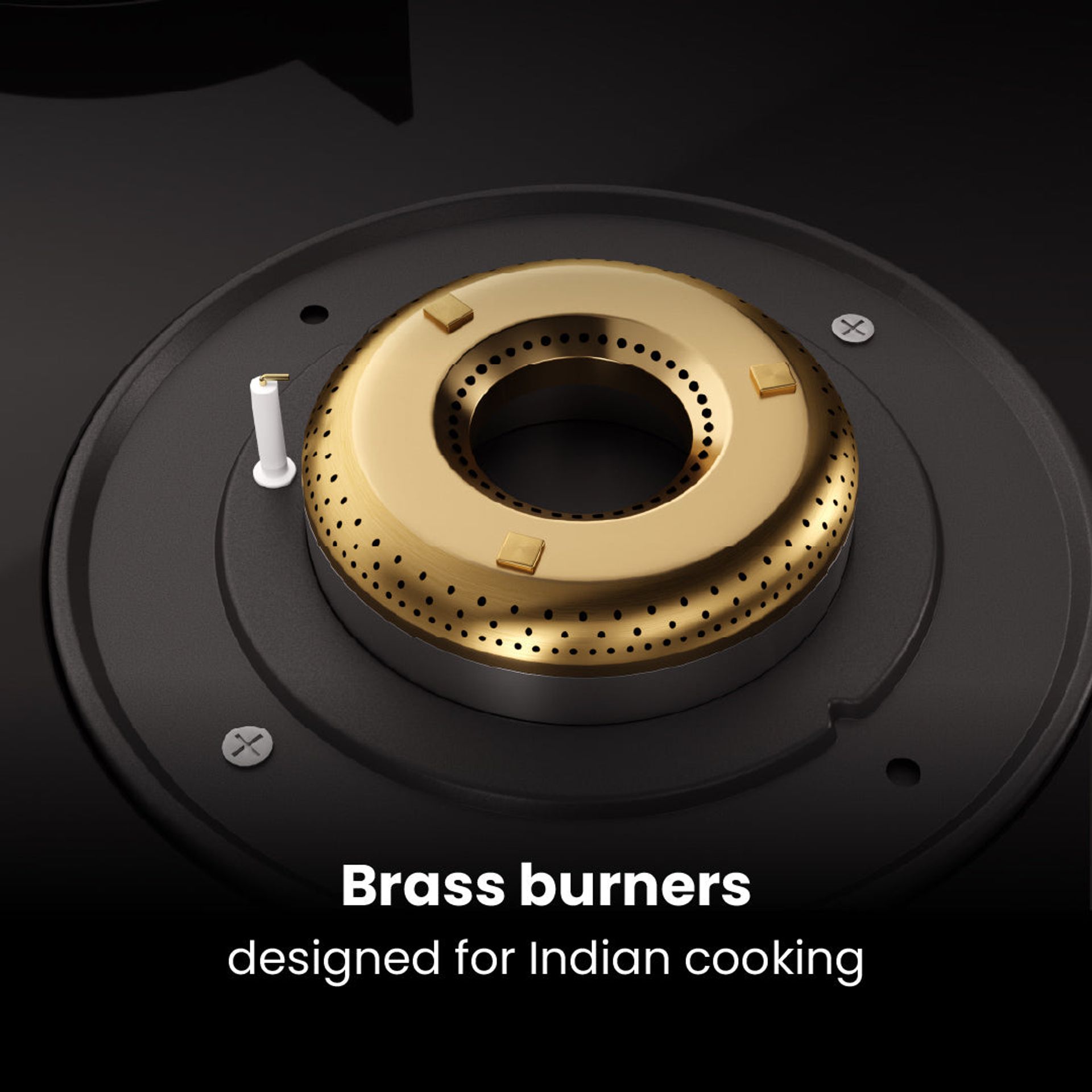 Intellia Gloss Auto Ignition 750 mm 4 Brass Burner Cooktop | Intellia CTG4B75