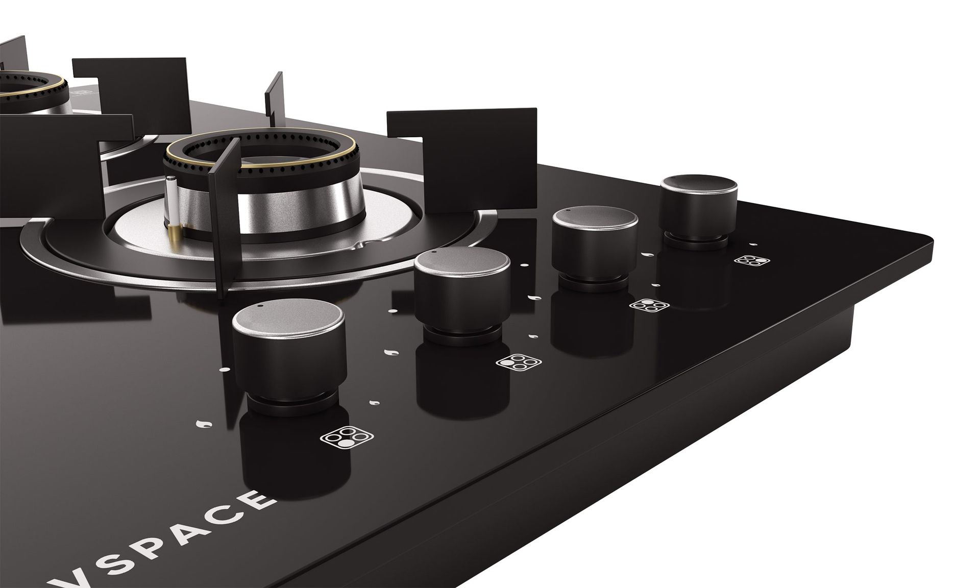 Optima Gloss Auto Ignition 600 mm 4 Brass Burner Hob | Optima HBG4B60