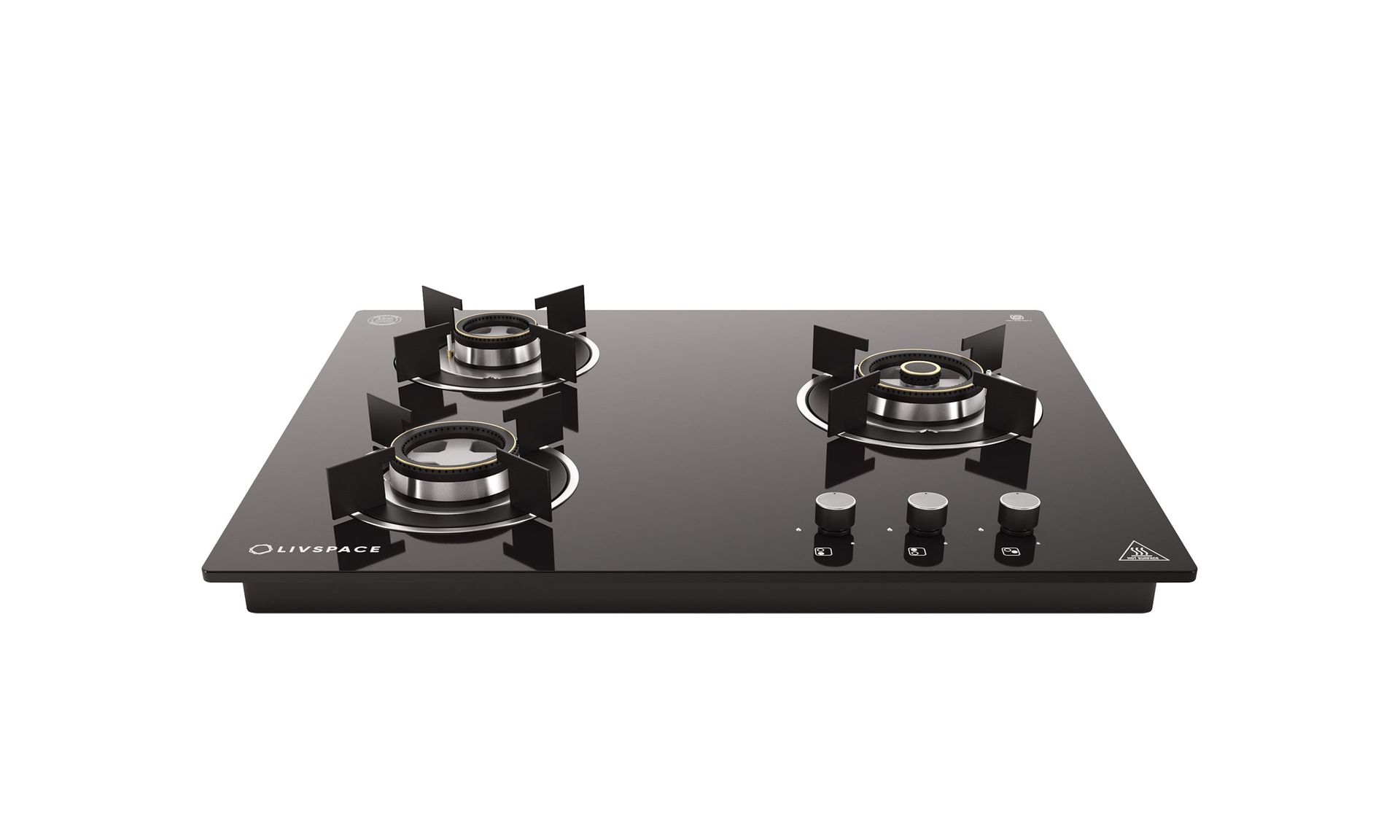 Optima Gloss Auto Ignition 600 mm 3 Brass Burner Hob | Optima HBG3B60