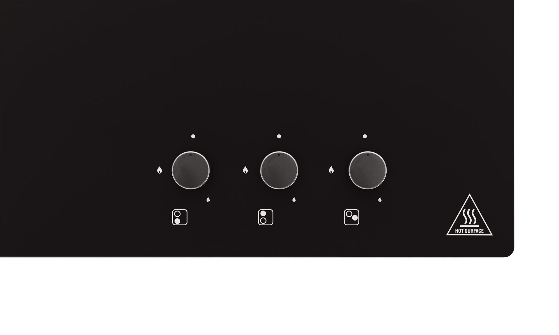 Optima Gloss Auto Ignition 600 mm 3 Brass Burner Hob | Optima HBG3B60