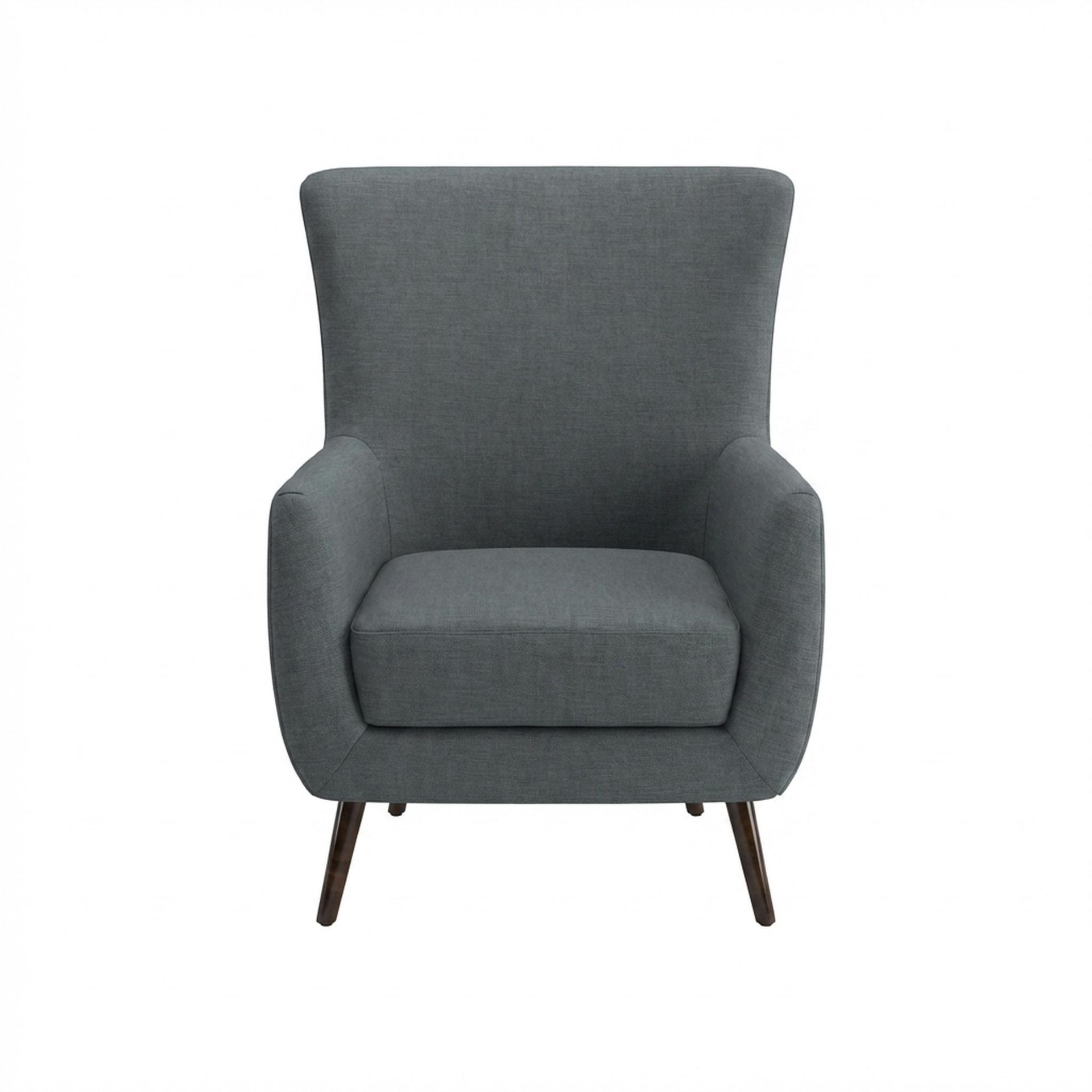Avery Wingback Accent Chair, Coco Walnut Legs Premium Steel Grey Upholstery