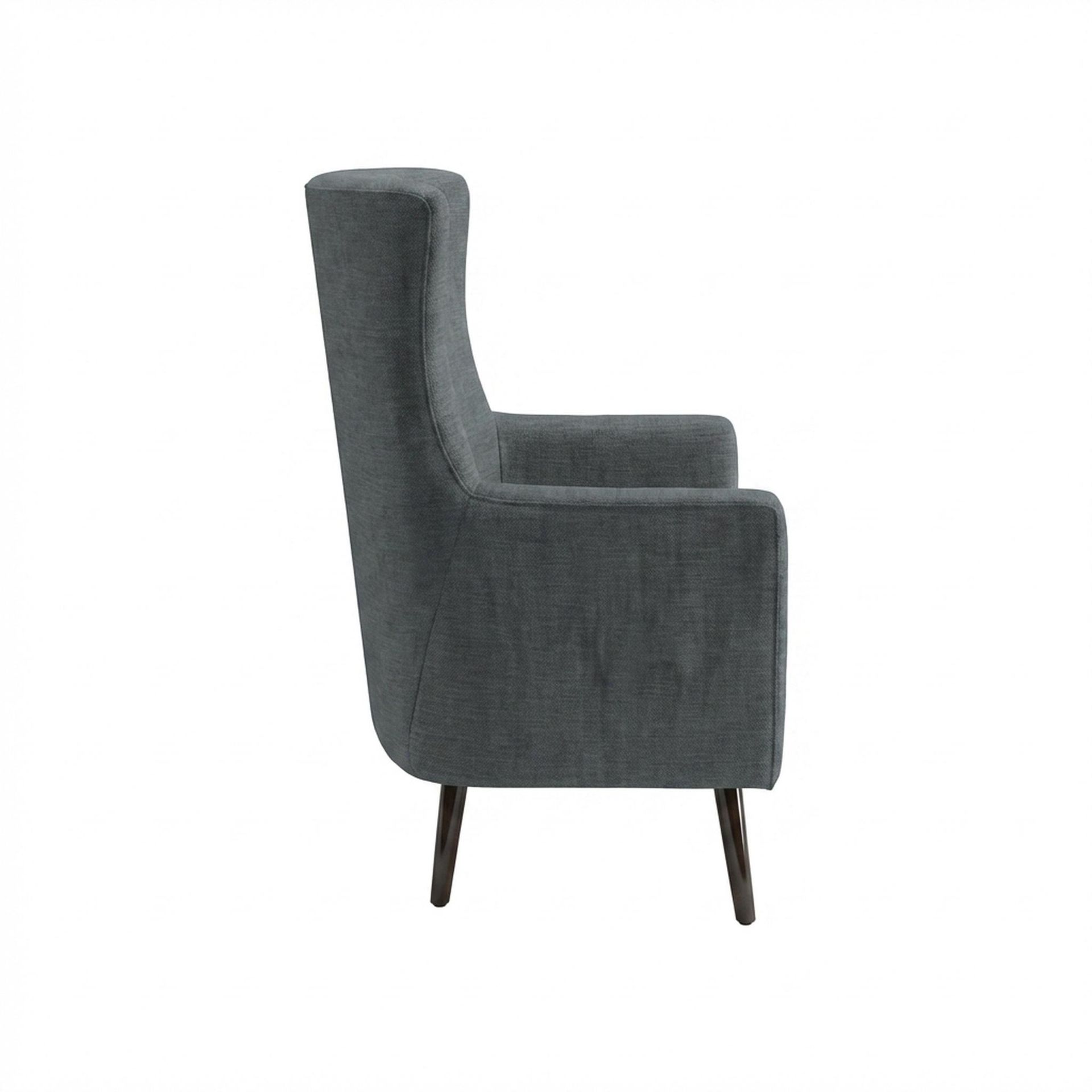Avery Wingback Accent Chair, Coco Walnut Legs Premium Steel Grey Upholstery