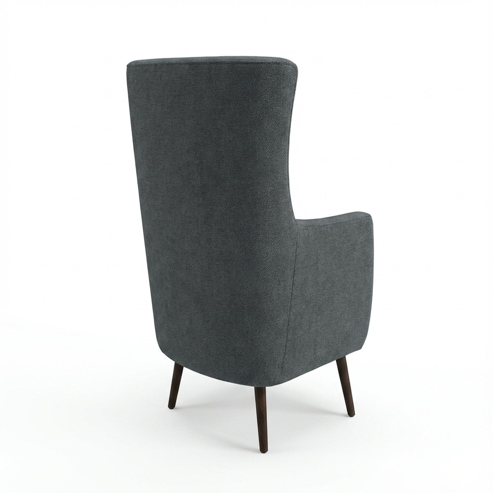 Avery Wingback Accent Chair, Coco Walnut Legs Premium Fog Grey Upholstery