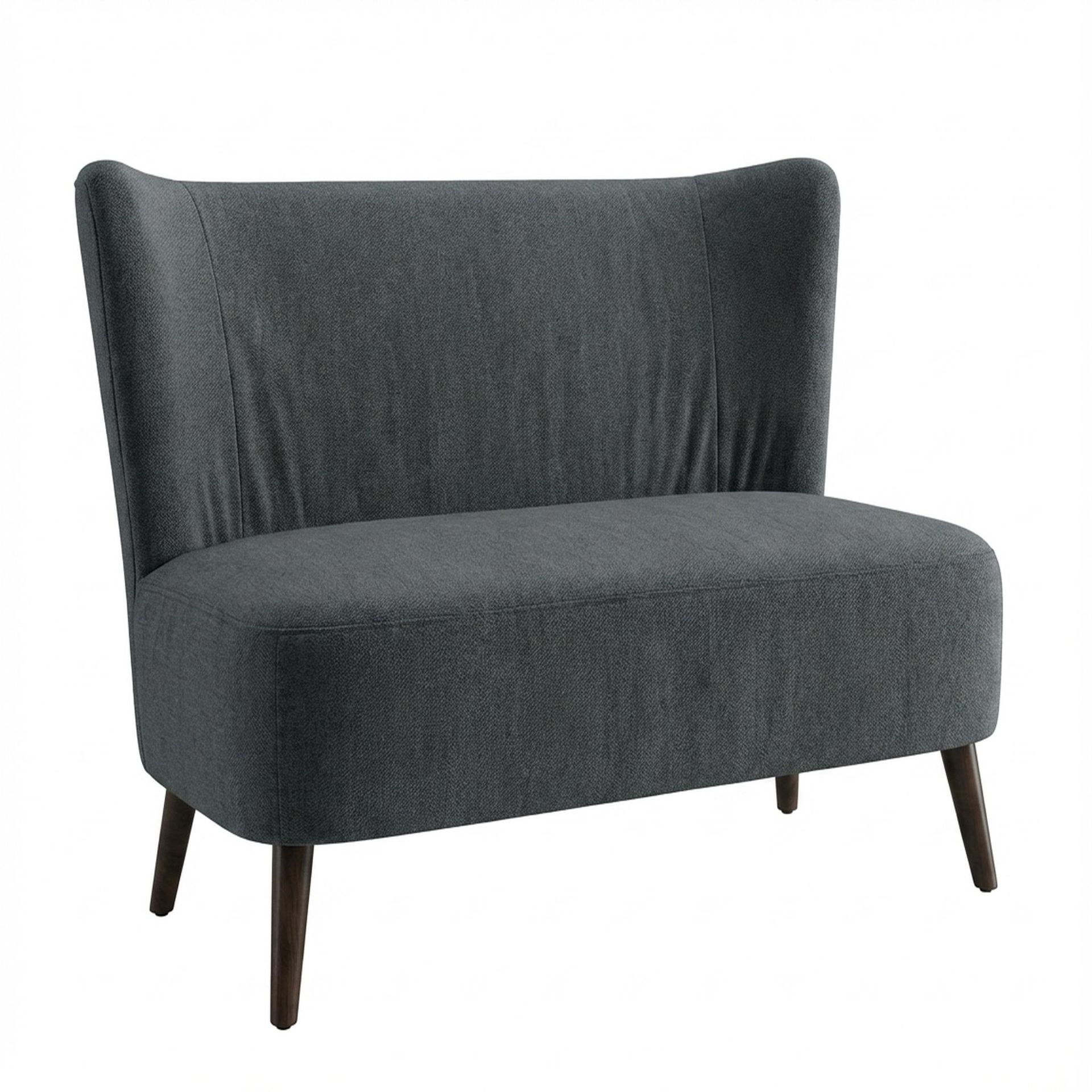 Avery Wingback Accent Chair, Coco Walnut Legs Premium Fog Grey Upholstery