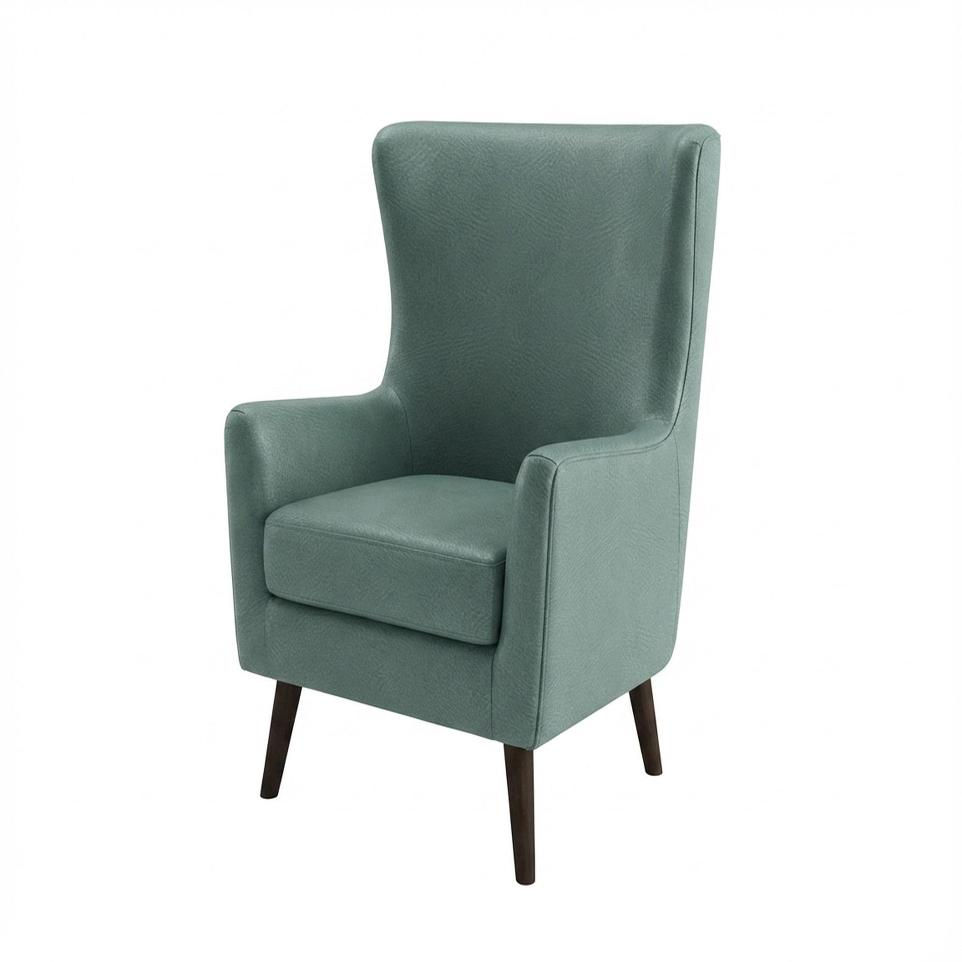 Avery Wingback Accent Chair, Coco Walnut Legs Premium Mint Green Upholstery