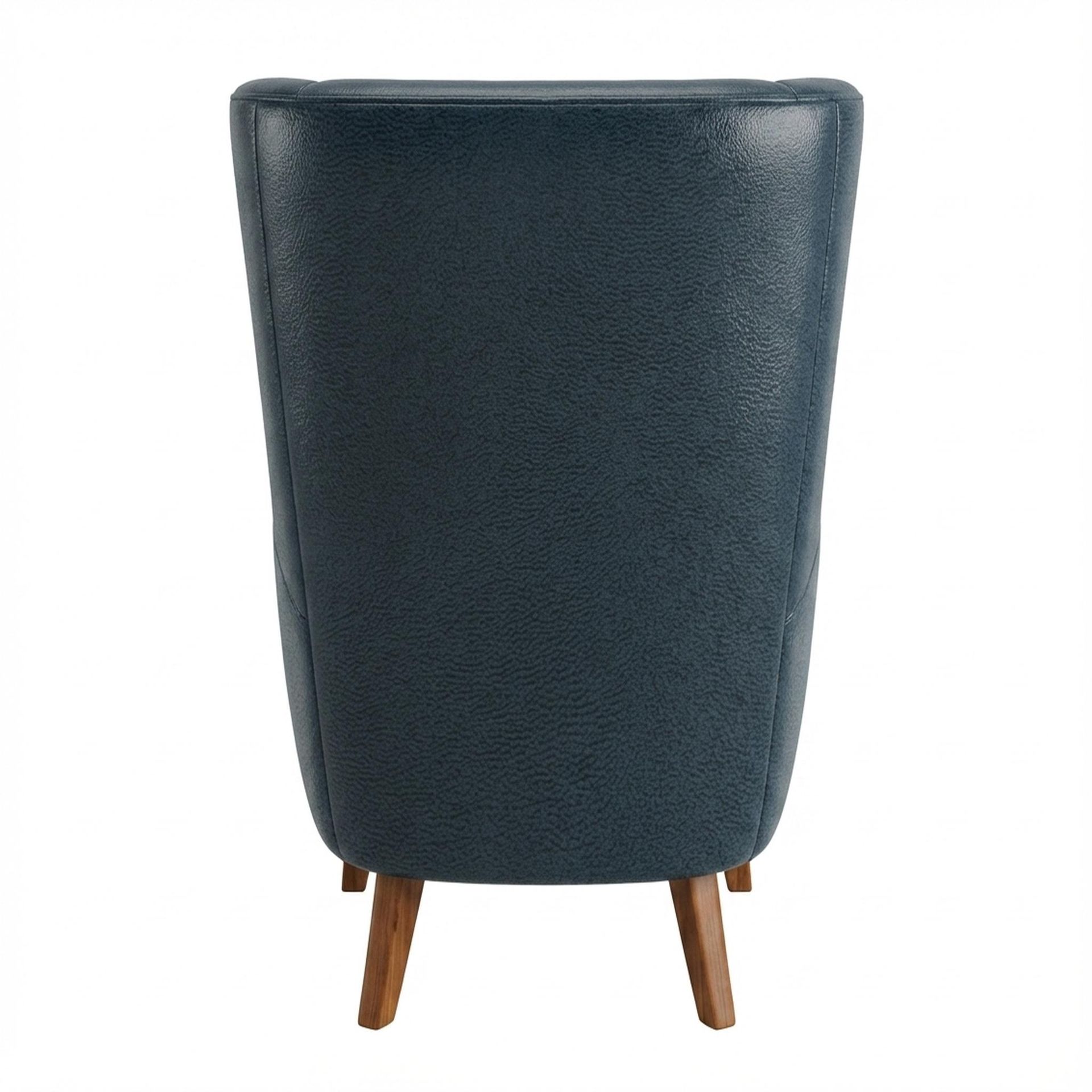 Avery Wingback Accent Chair, Warm Cedar Legs Essential Vintage Blue Upholstery