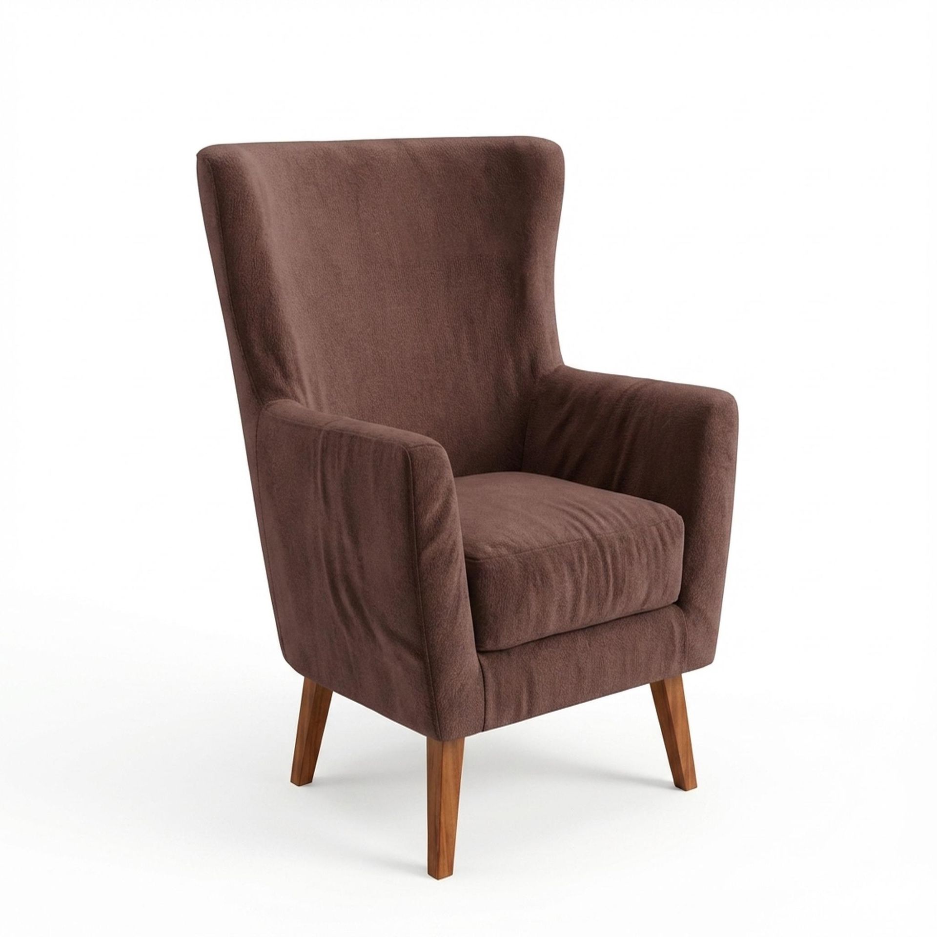 Avery Wingback Accent Chair, Warm Cedar Legs Premium Ballet Pink Upholstery