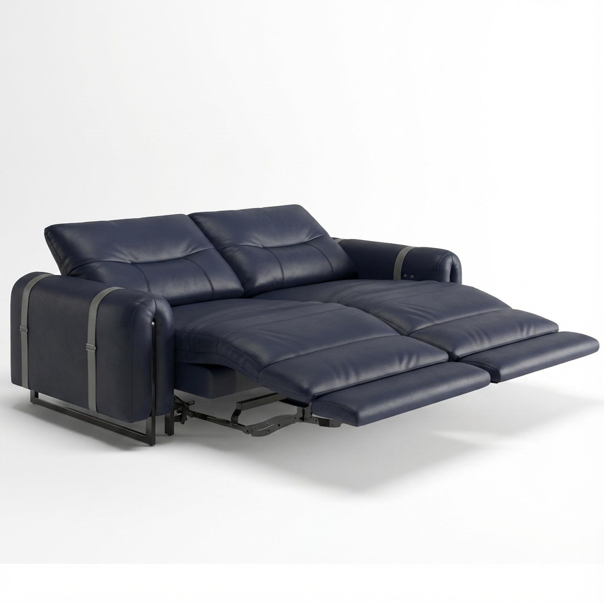 Fergus Relaxed Seat,Electric Recliner Mechanism, 2 Seater ( 2 RR), Arctic Blue Zenith Leather Essential