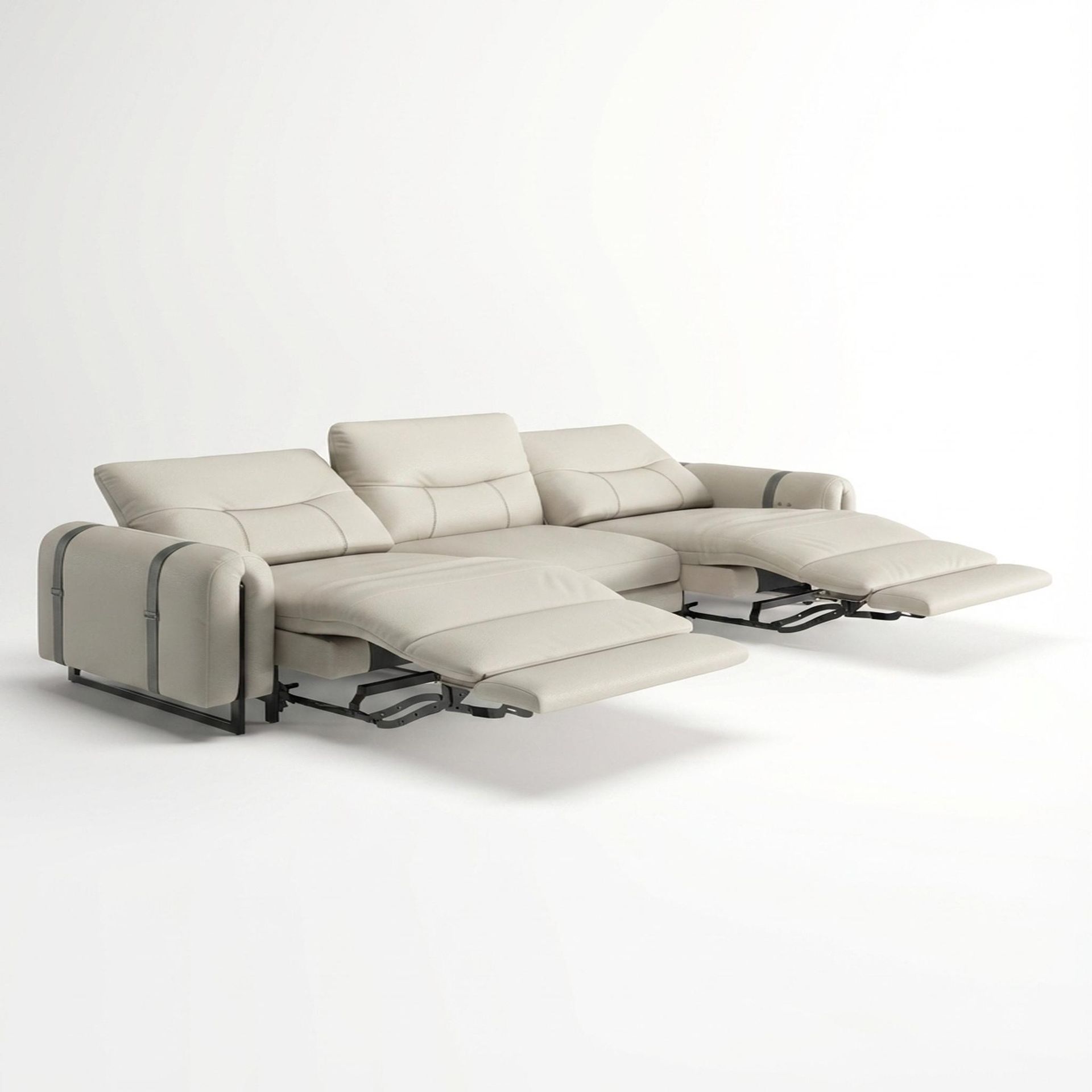 Fergus Relaxed Seat,Electric Recliner Mechanism, 3 Seater (2 RR), Alabaster Veil Vegan Leather