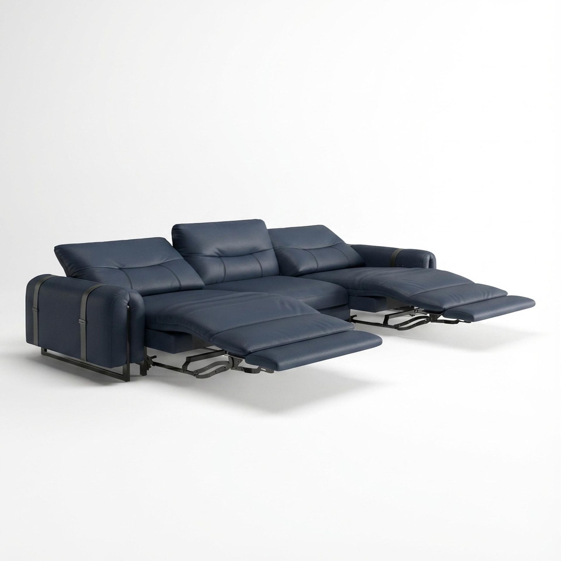 Fergus Relaxed Seat,Electric Recliner Mechanism, 3 Seater (2 RR), Cobalt Vegan Leather