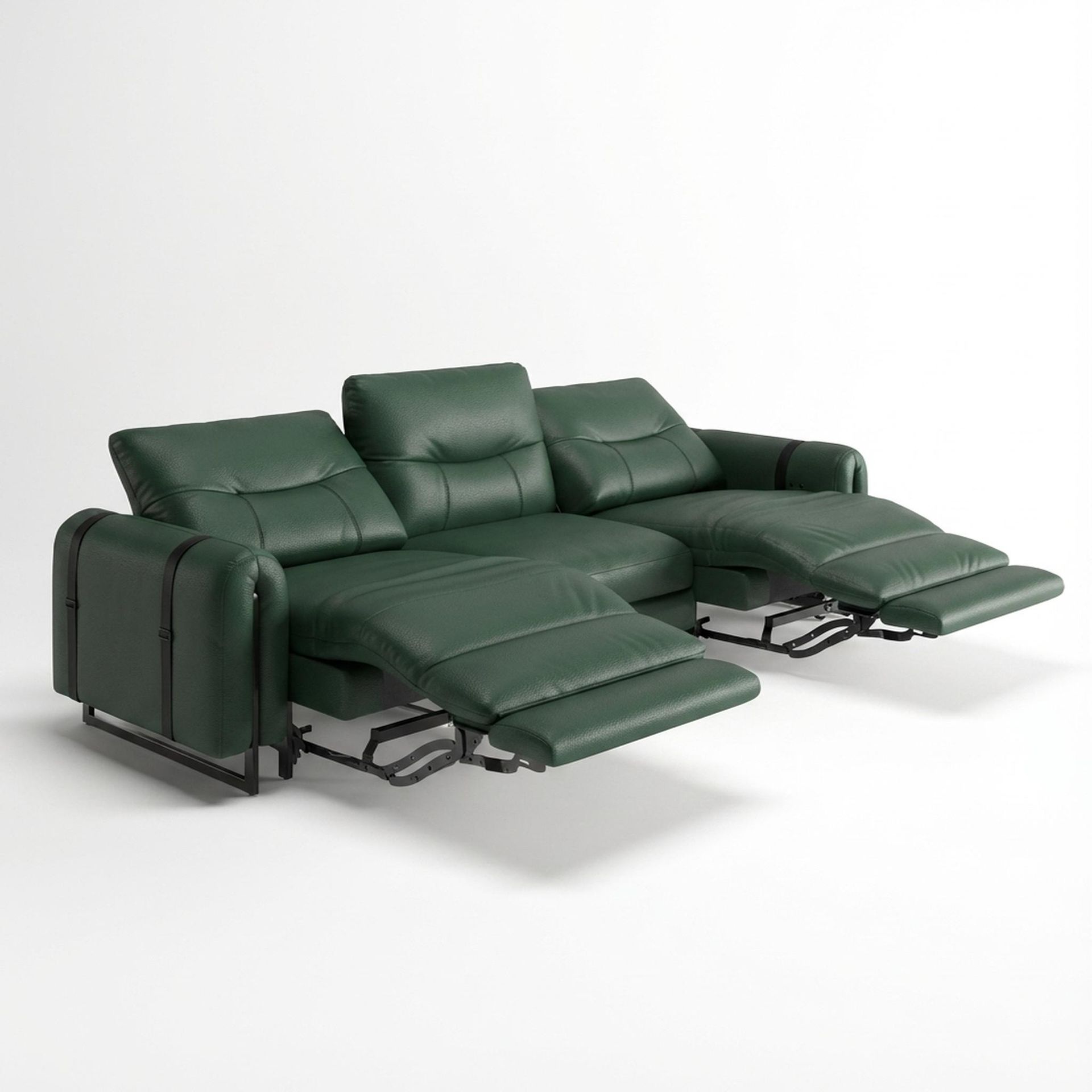 Fergus Relaxed Seat,Electric Recliner Mechanism, 3 Seater (2 RR), Valencia Green Vegan Leather