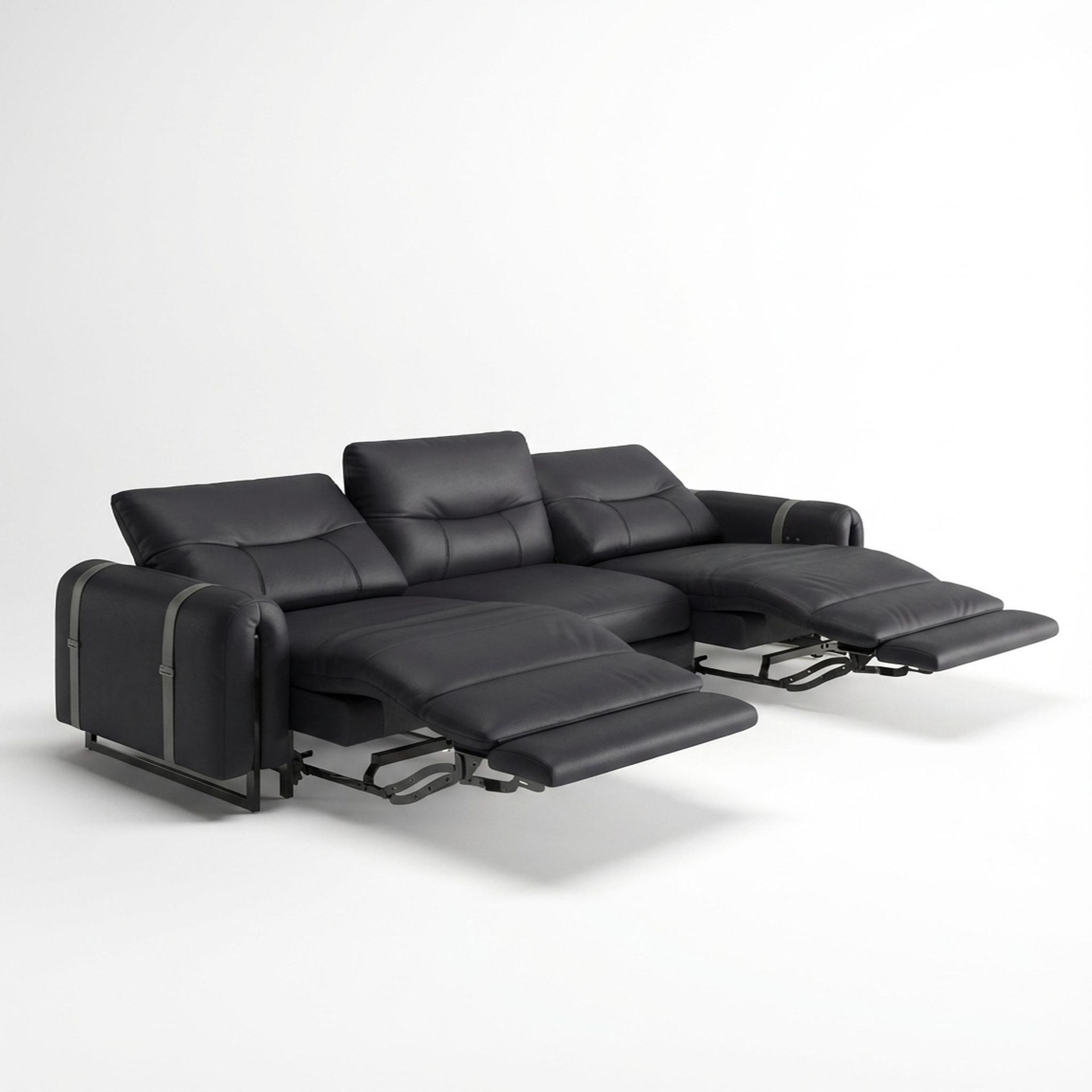 Fergus Relaxed Seat,Electric Recliner Mechanism, 3 Seater (2 RR), Mellow Black Leather Essential