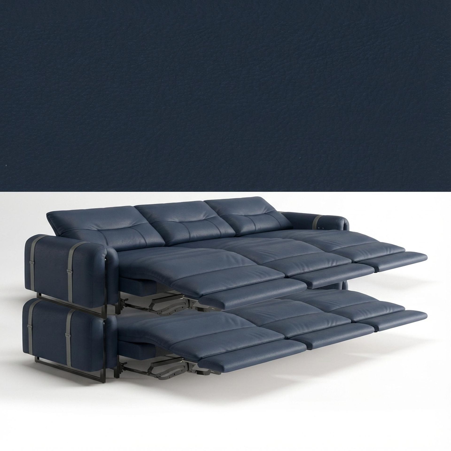 Fergus Relaxed Seat,Electric Recliner Mechanism, 3 Seater (3 RR), Cobalt Vegan Leather