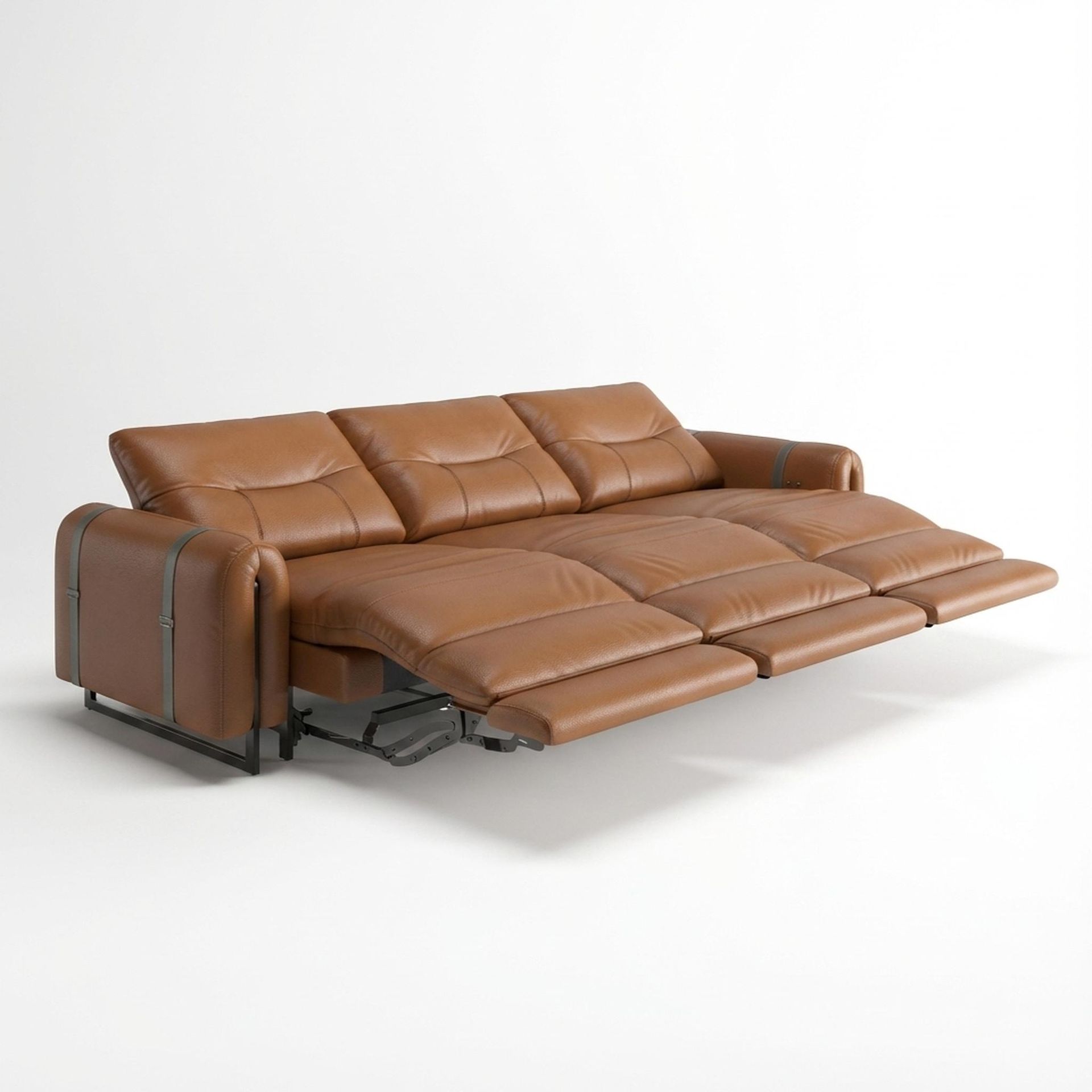 Fergus Relaxed Seat,Electric Recliner Mechanism, 3 Seater (3 RR), Ritz Tan Vegan Leather