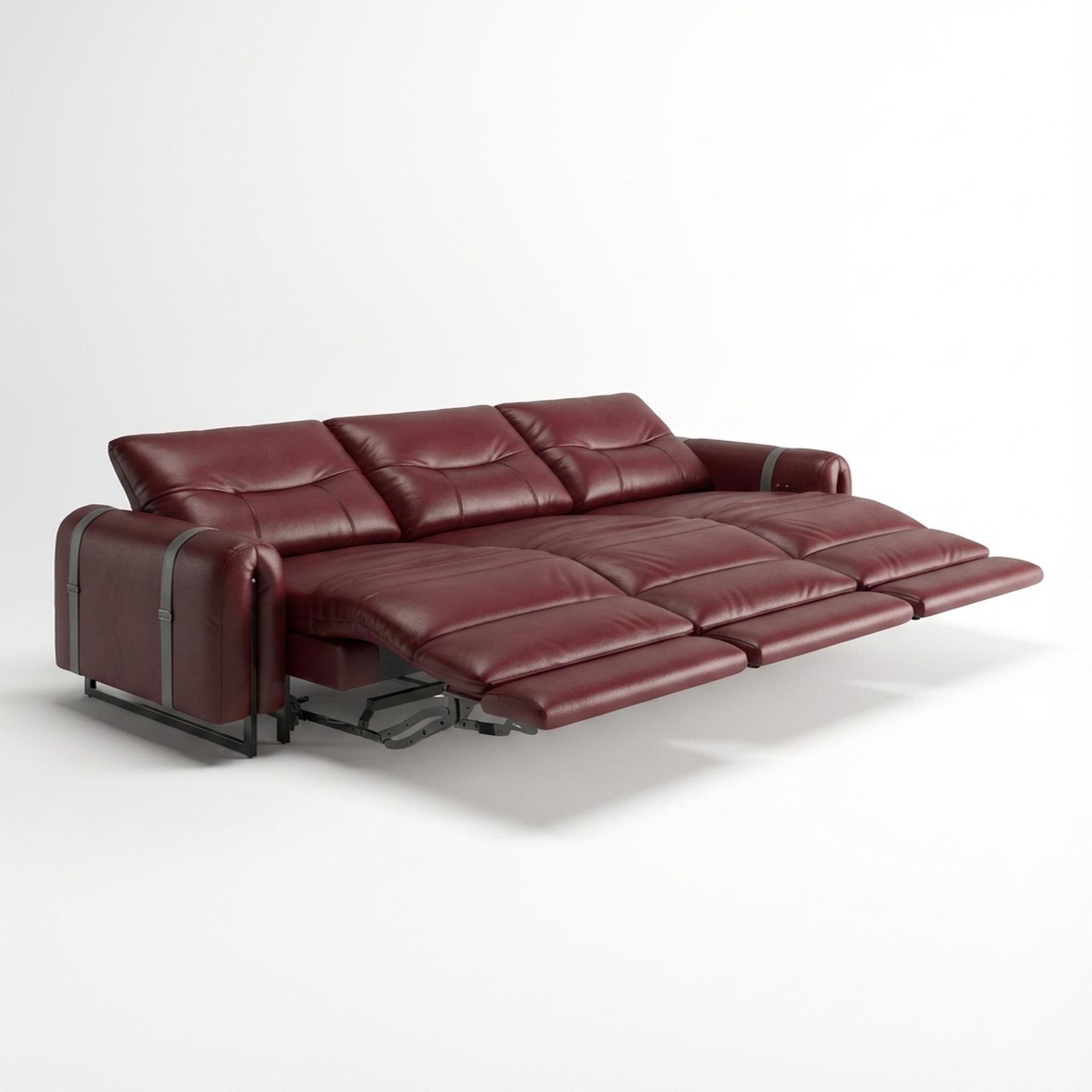 Fergus Relaxed Seat,Electric Recliner Mechanism, 3 Seater (3 RR), Victorian Rosso Grandeur Leather Essential